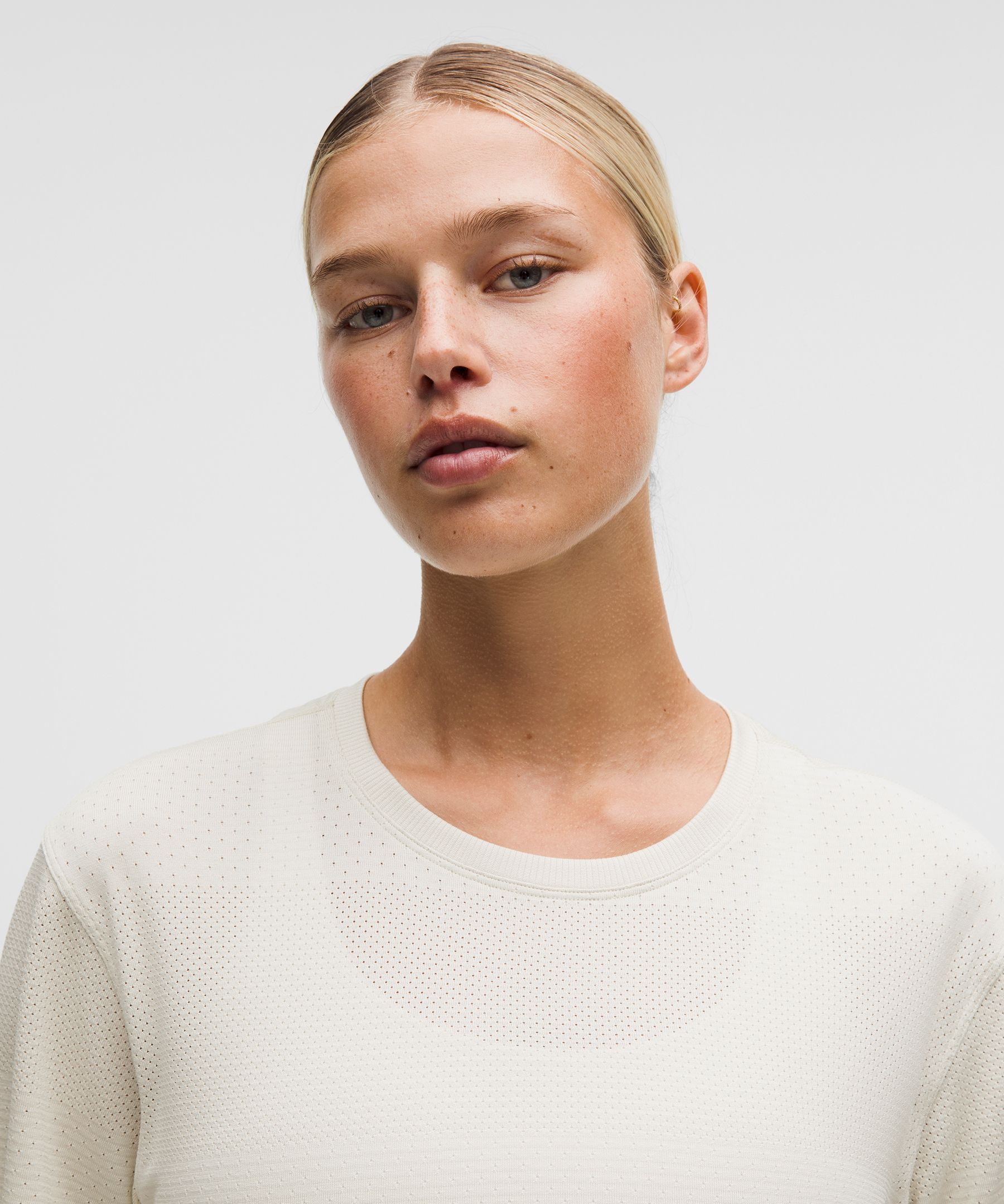 Swiftly Perforated Stripe Short-Sleeve Shirt