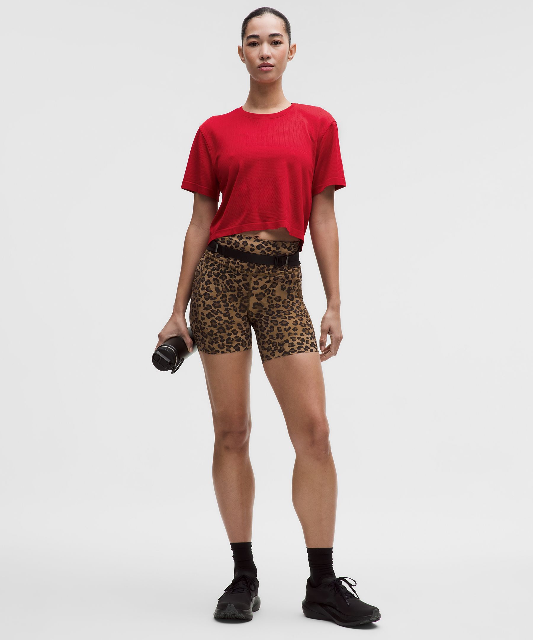 Swiftly Perforated Stripe Short-Sleeve Shirt