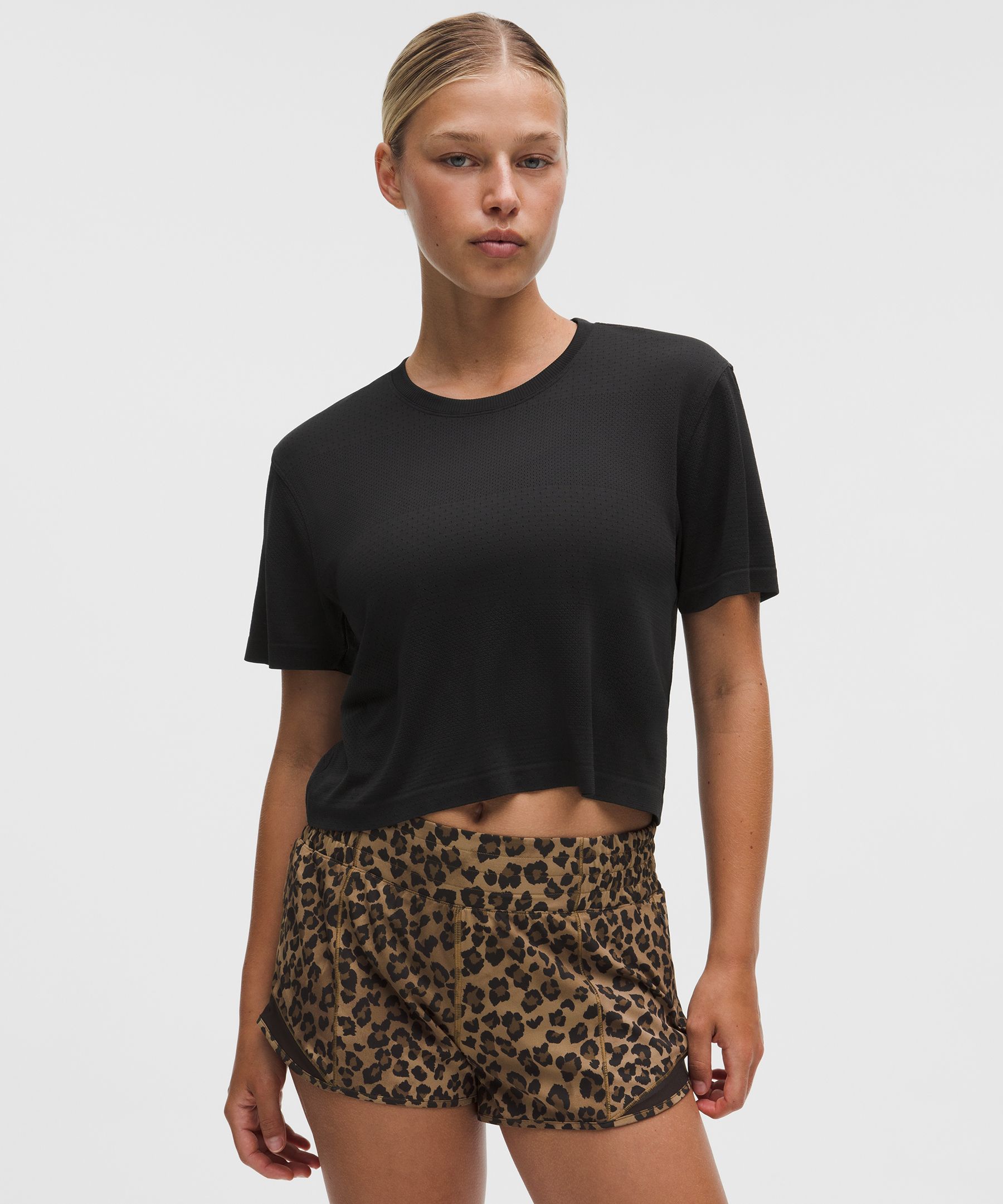 Swiftly Perforated Stripe Short-Sleeve Shirt