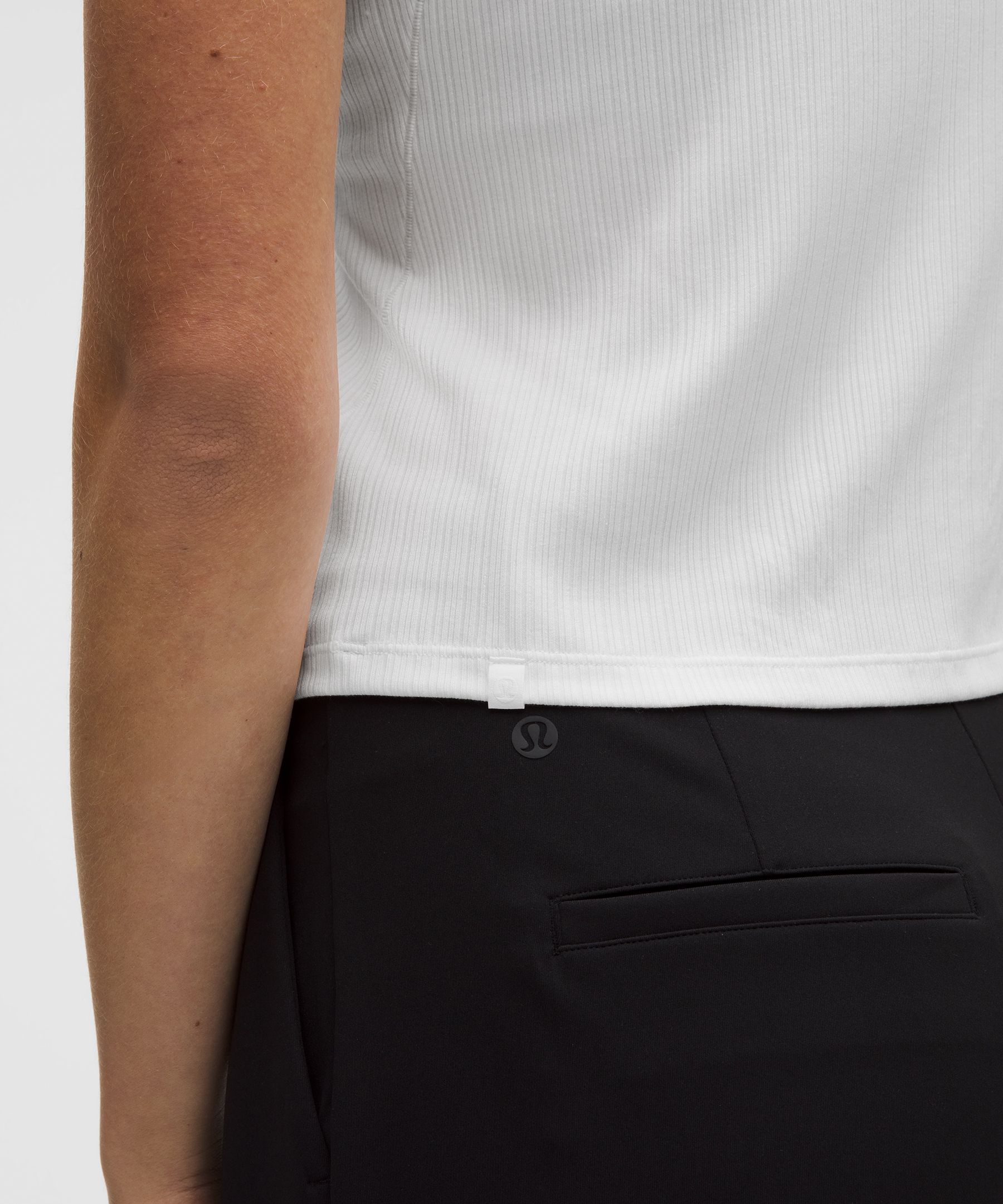 Hold Tight Micro-Rib Straight-Hem T-Shirt