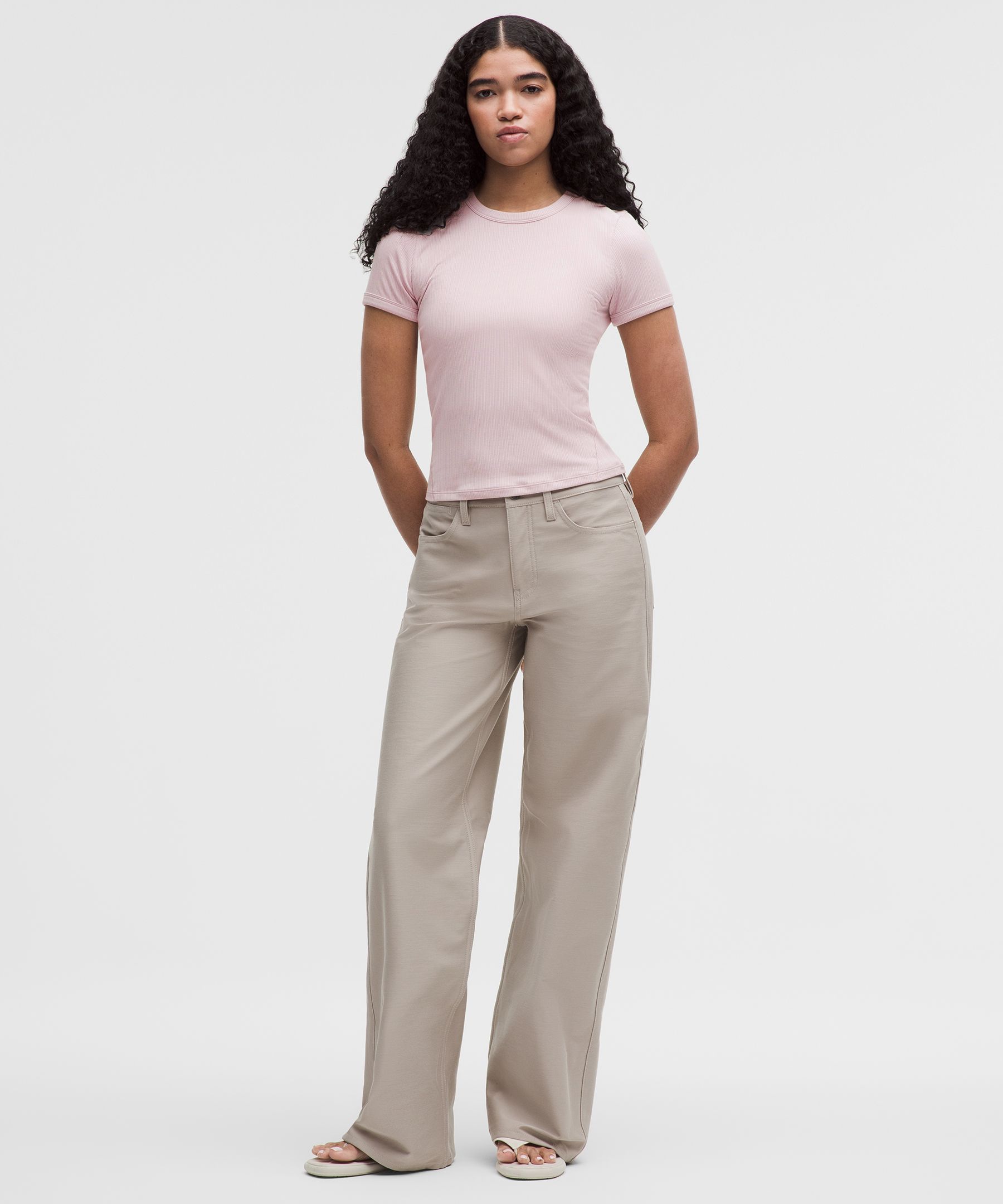 Hold Tight Micro-Rib Straight-Hem T-Shirt