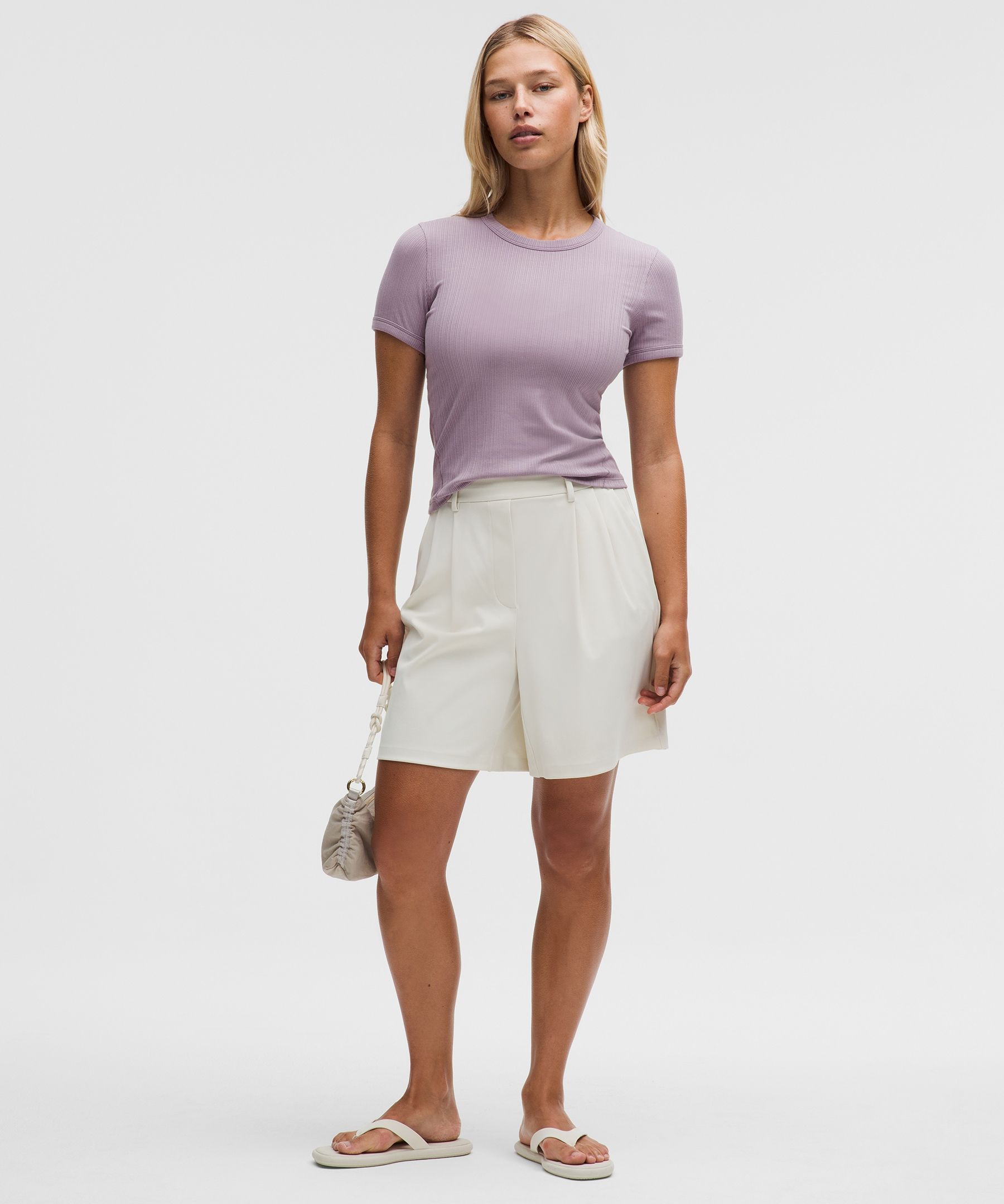 Hold Tight Micro-Rib Straight-Hem T-Shirt