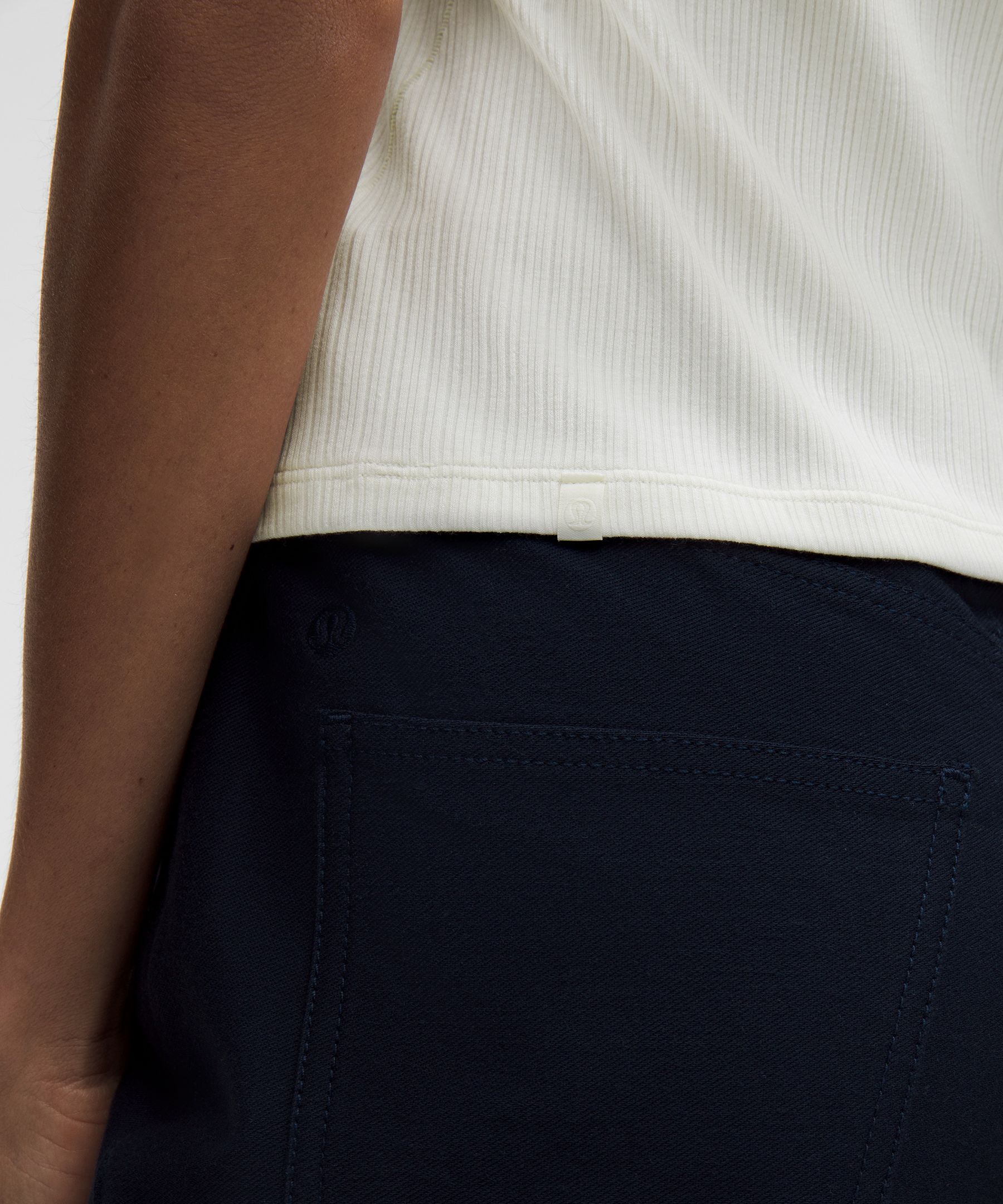 Hold Tight Micro-Rib Straight-Hem T-Shirt