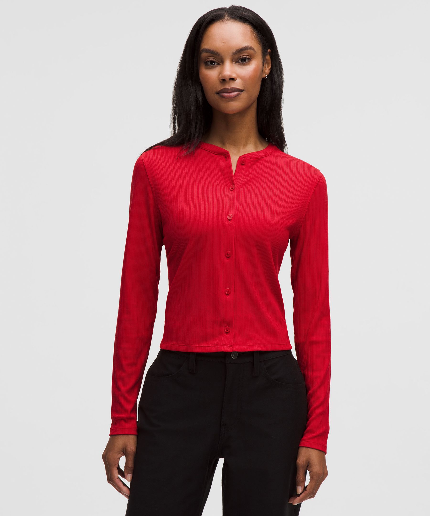 lululemon – Women’s Hold Tight Micro-Rib Cardigan – Color Red/Neon – Size 10