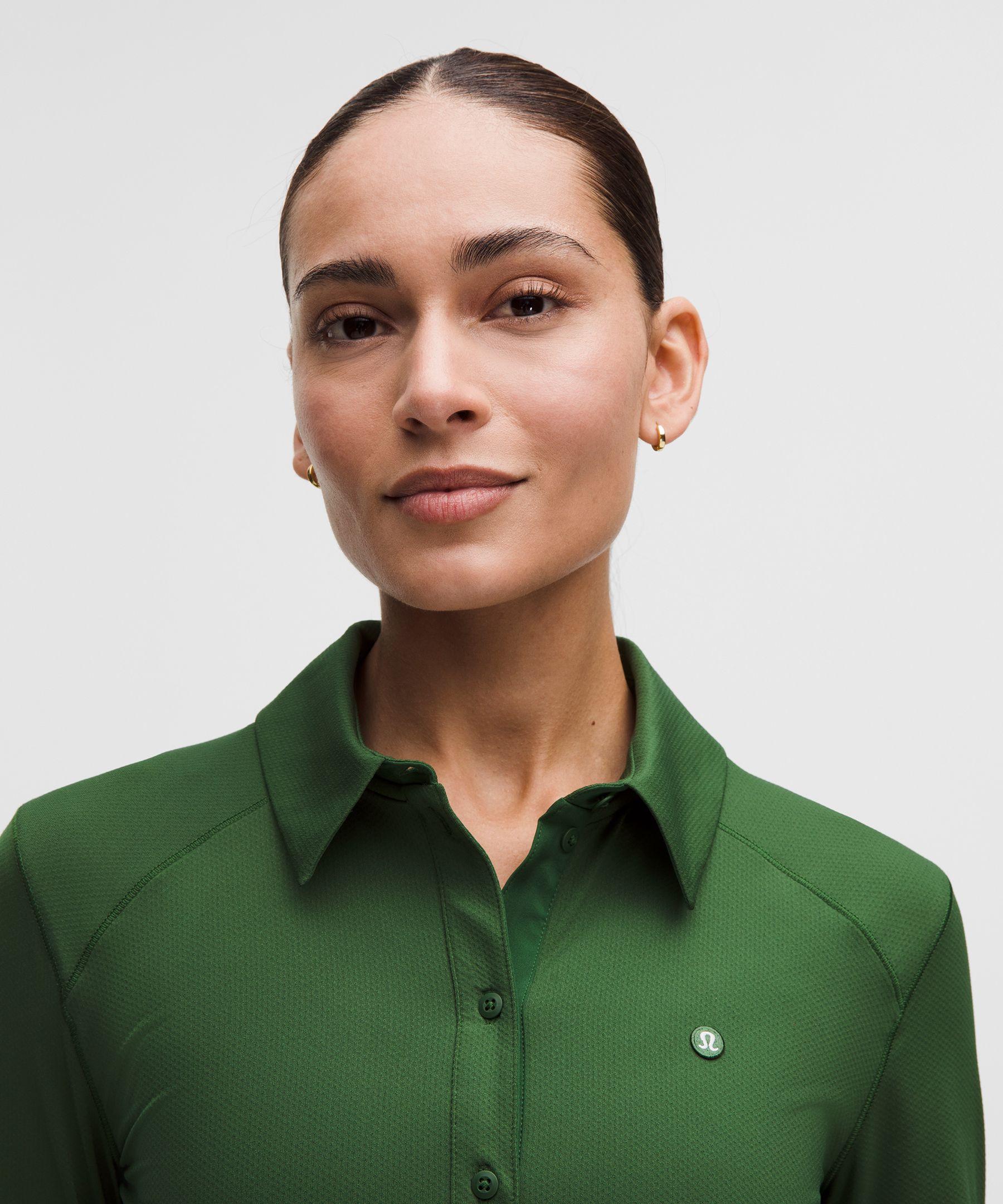 Quick-Dry Long-Sleeve Polo Shirt *Straight Hem