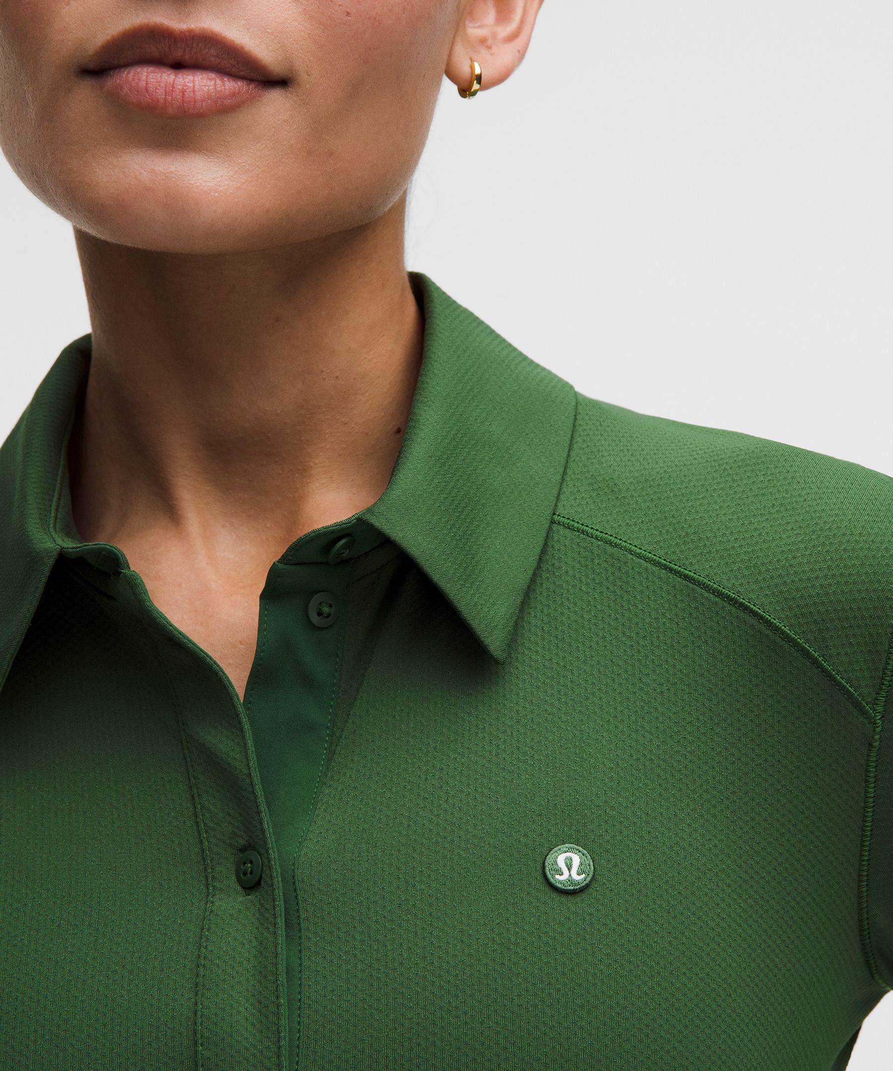 Quick-Dry Long-Sleeve Polo Shirt *Straight Hem