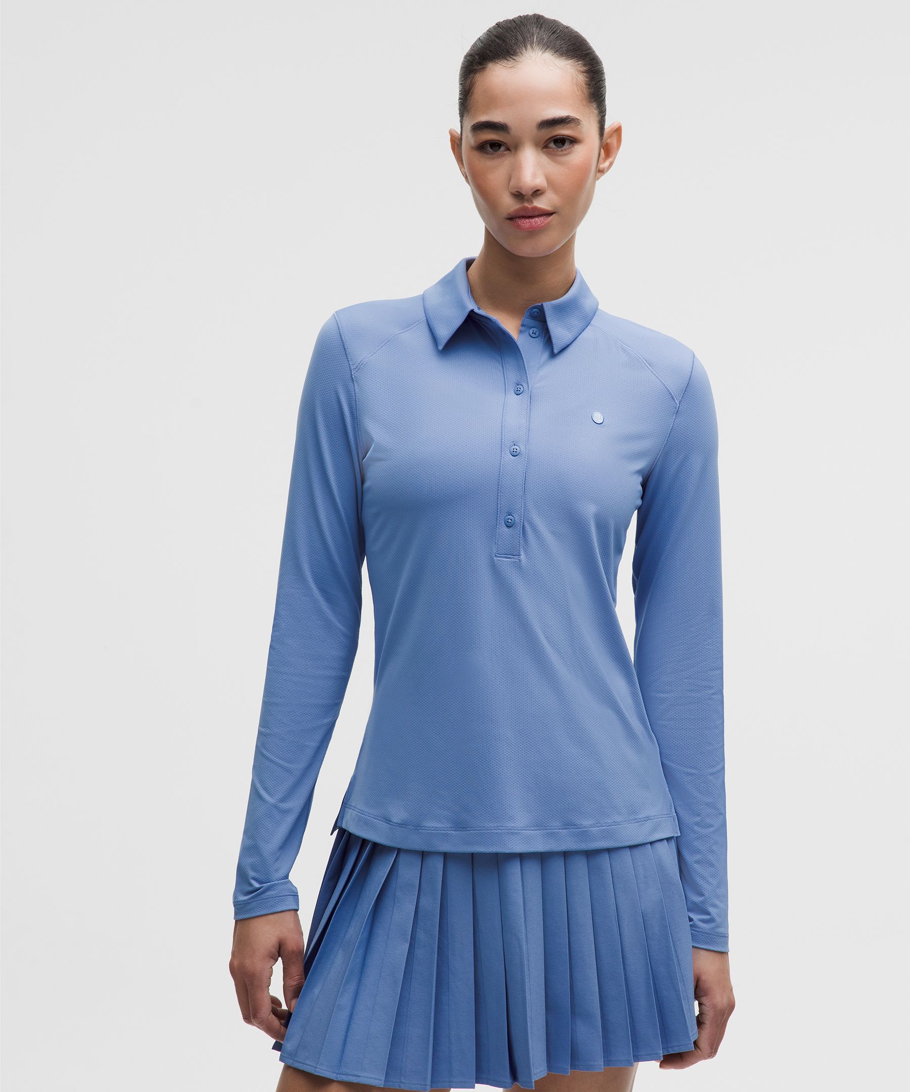 Quick-Dry Long-Sleeve Polo Shirt *Straight Hem