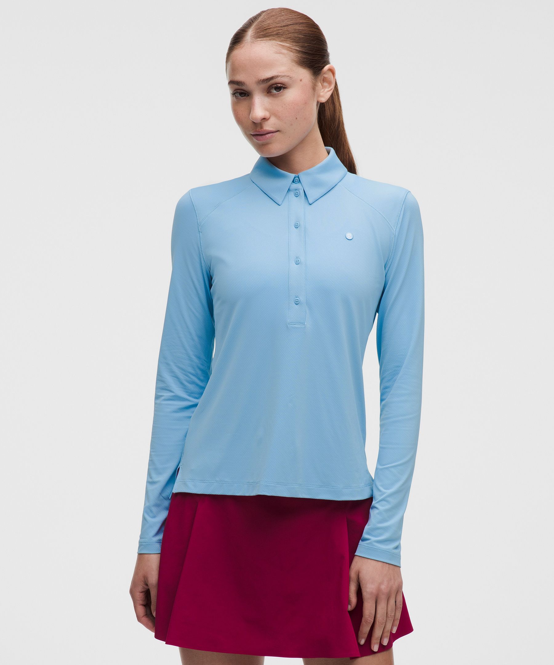 Quick-Dry Long-Sleeve Polo Shirt *Straight Hem