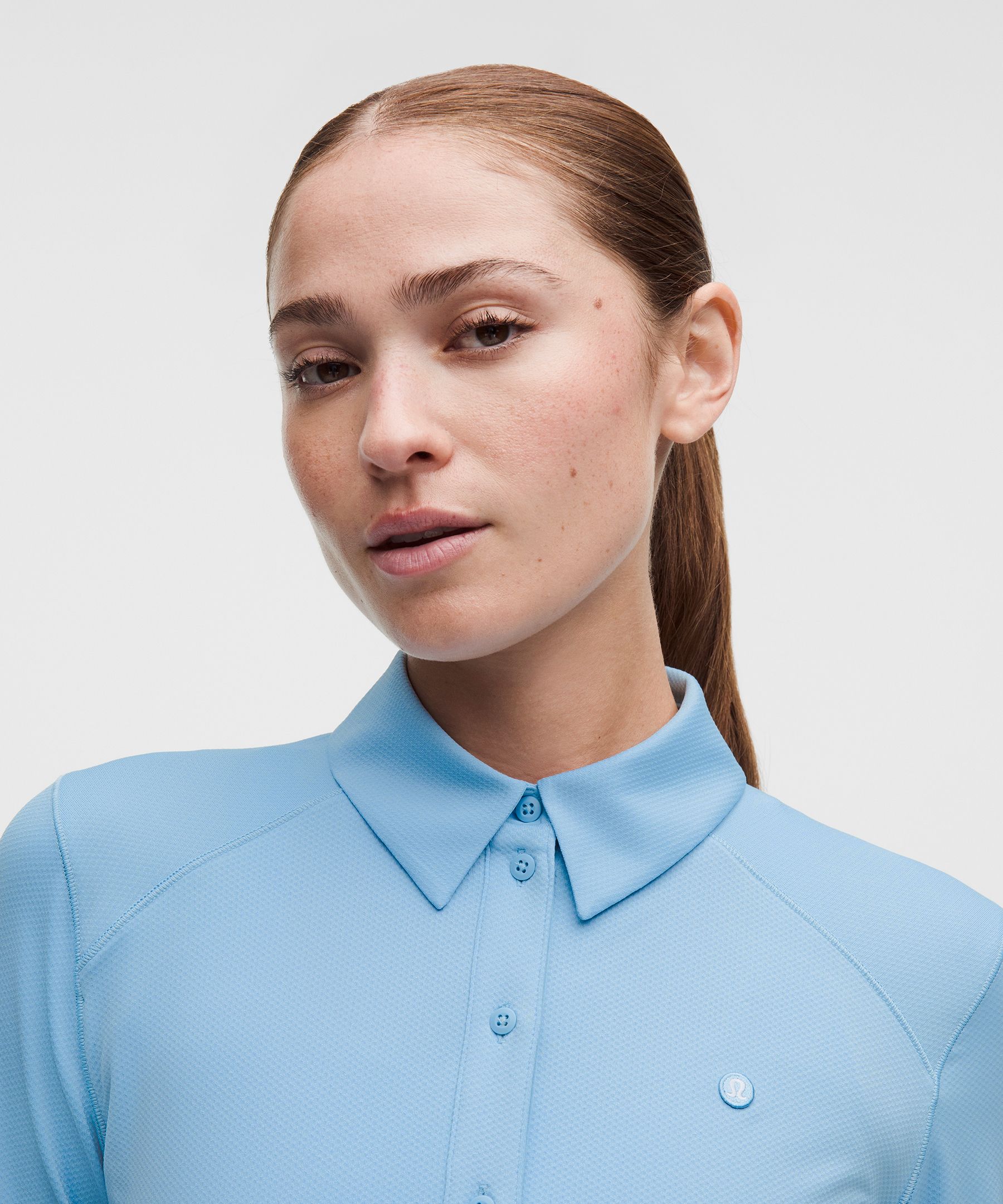 Quick-Dry Long-Sleeve Polo Shirt *Straight Hem