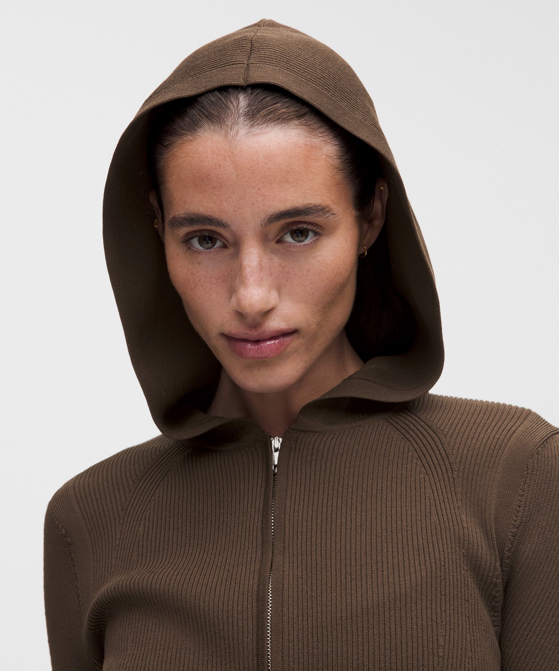 Structured Knit Zip-Up Hoodie