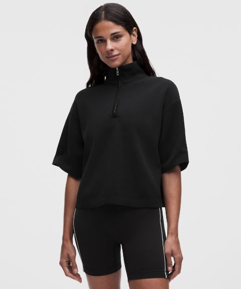 Женская трикотажная рубашка Lululemon Structured Knit с коротким рукавом и молнией