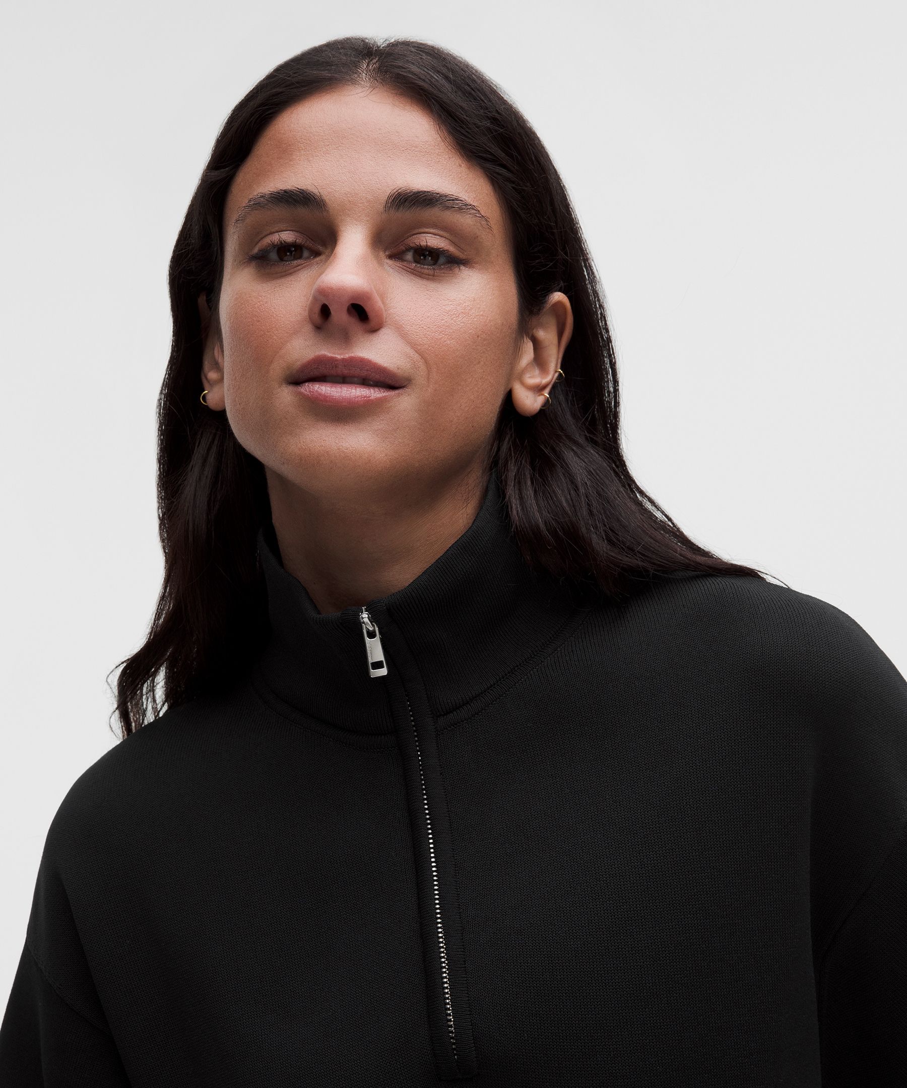 Structured Knit Half-Zip Short-Sleeve Shirt