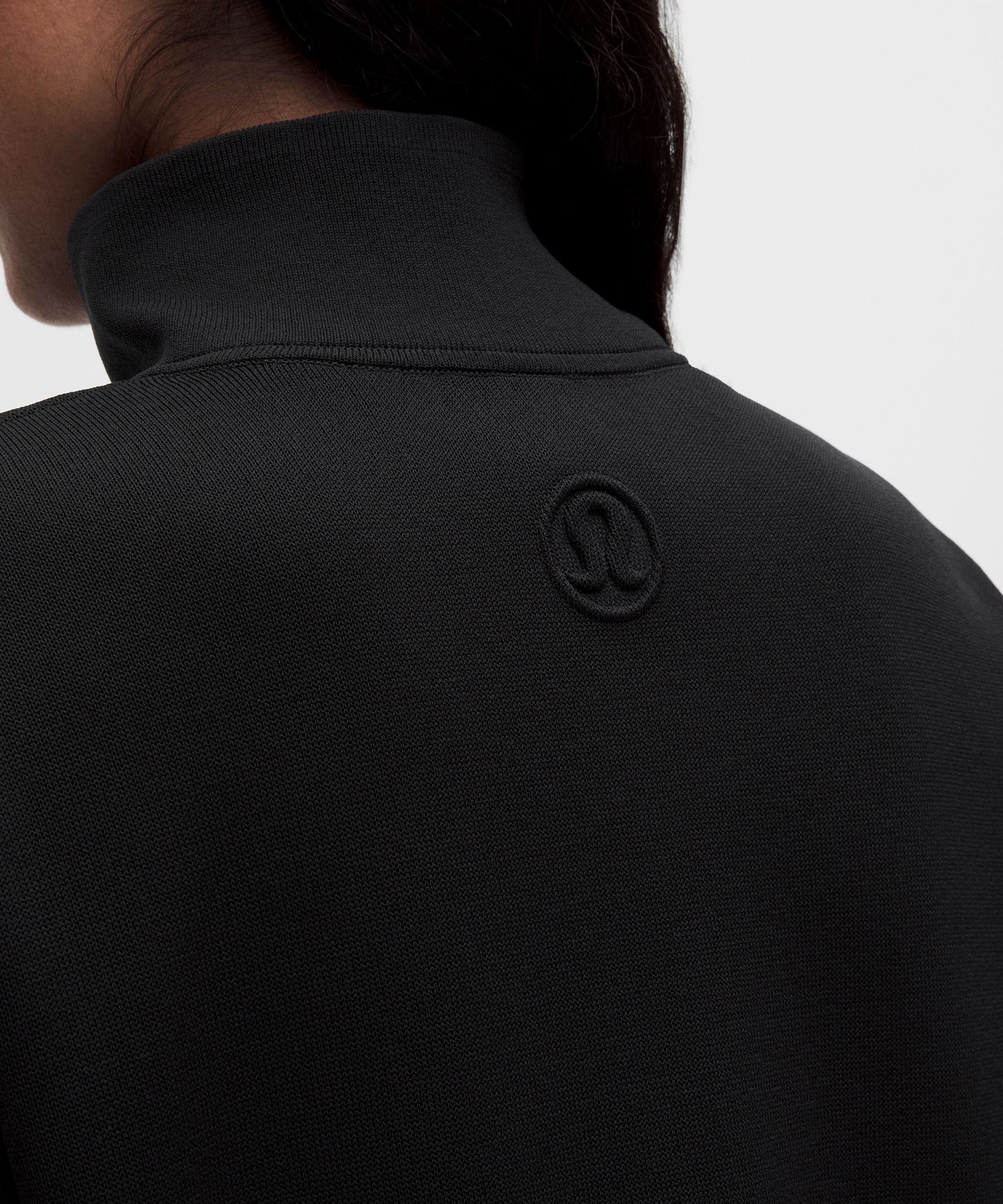 Structured Knit Half-Zip Short-Sleeve Shirt