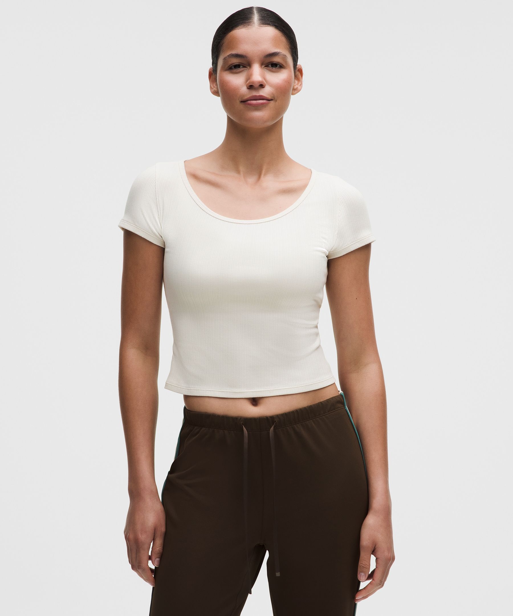 Hold Tight Micro-Rib Cross-Back T-Shirt