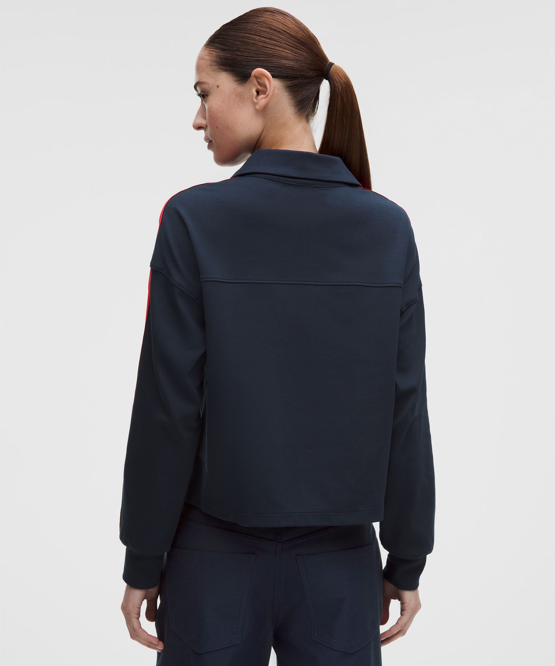 Cotton V-Neck Long-Sleeve Polo Shirt