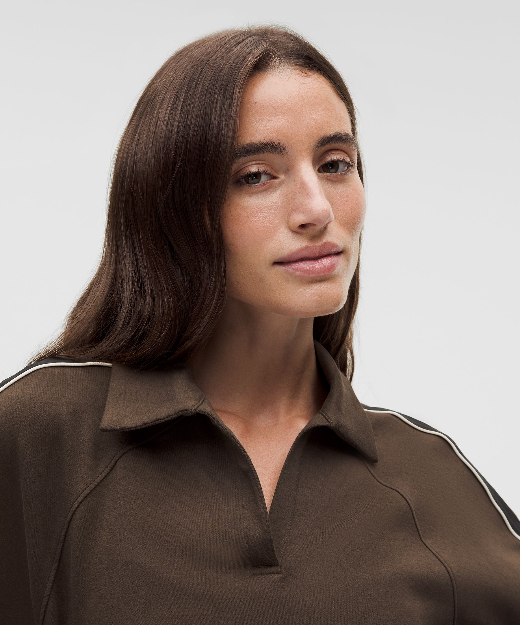 Cotton V-Neck Long-Sleeve Polo Shirt
