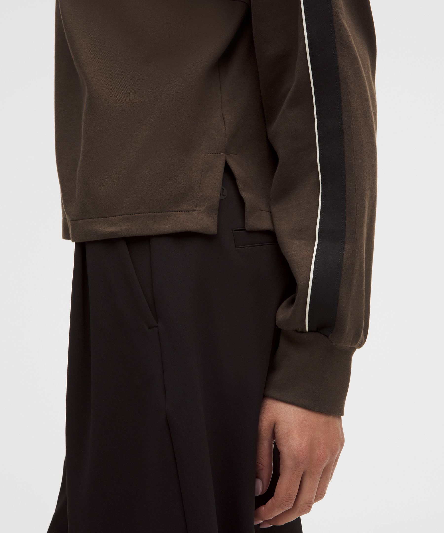 Cotton V-Neck Long-Sleeve Polo Shirt