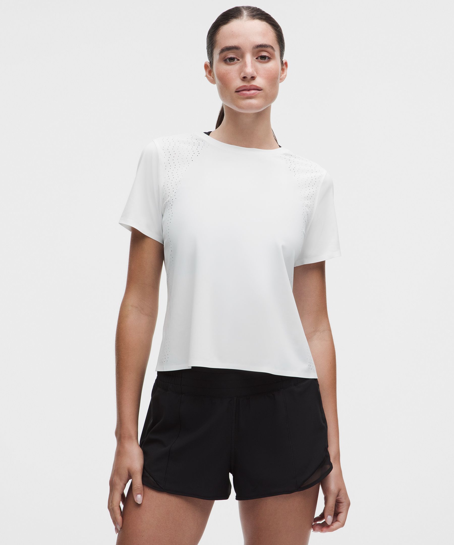Sleek Perforated Running Short-Sleeve Shirt