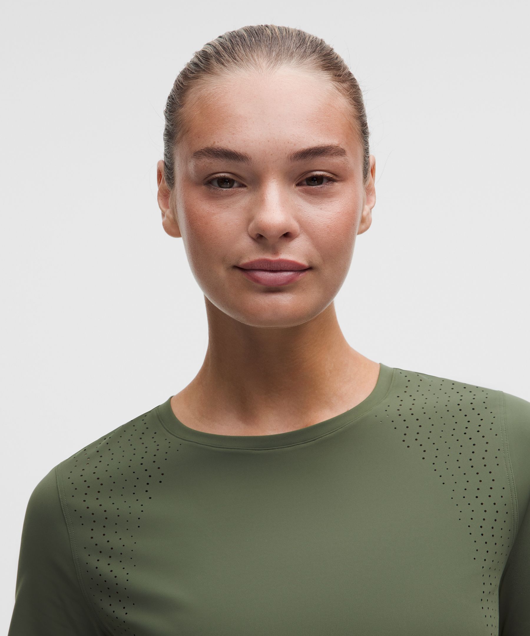 Sleek Perforated Running Short-Sleeve Shirt