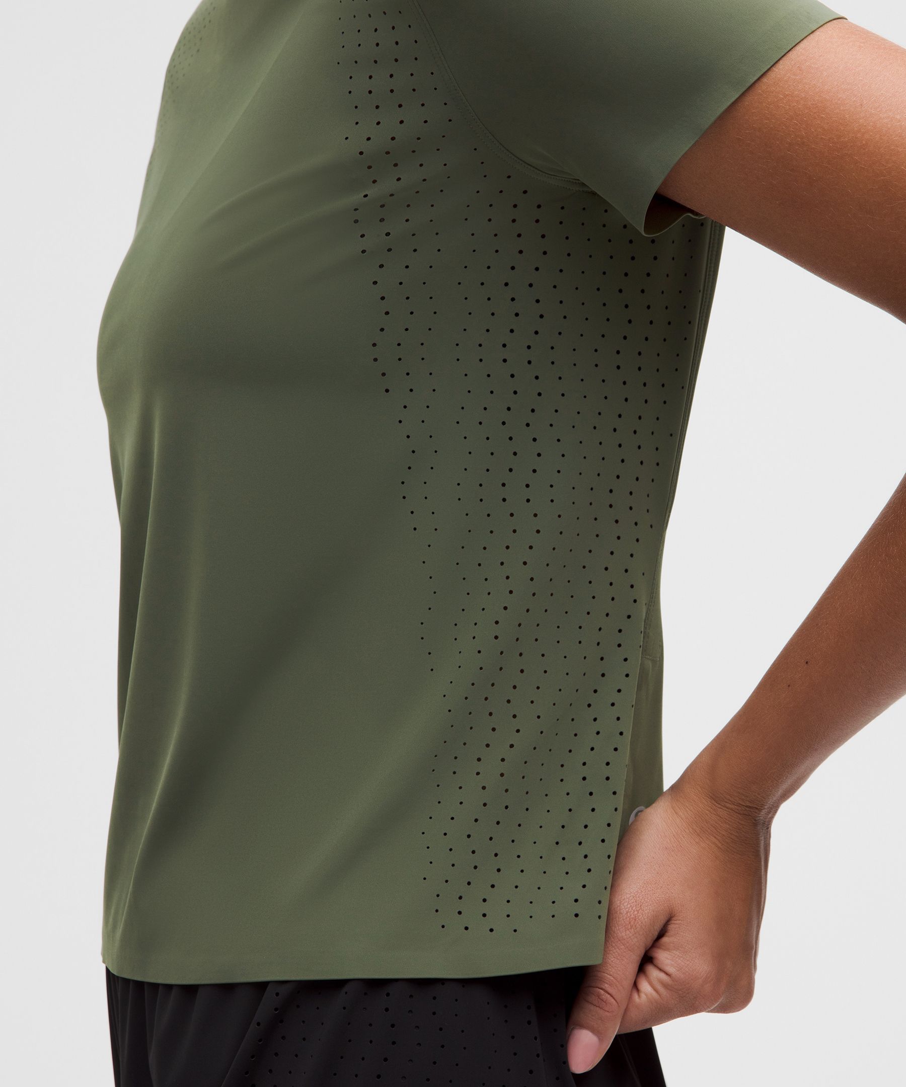 Sleek Perforated Running Short-Sleeve Shirt
