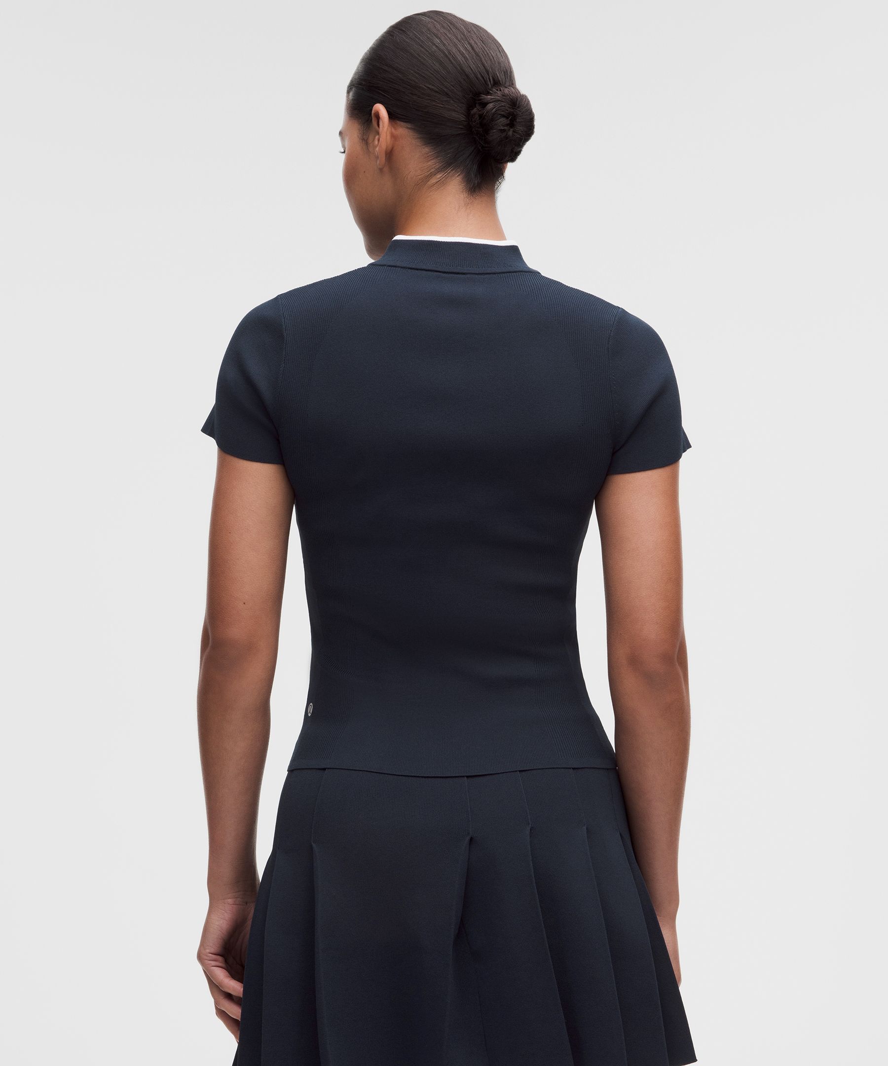 Golf-Strickkurzarmshirt mit Mockneck