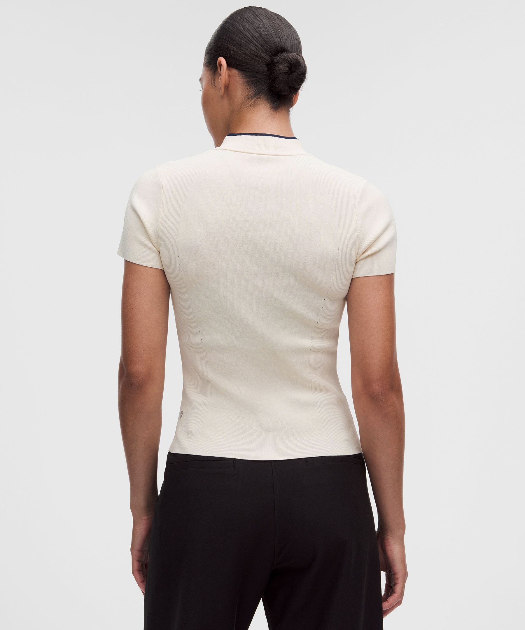 Golf-Strickkurzarmshirt mit Mockneck