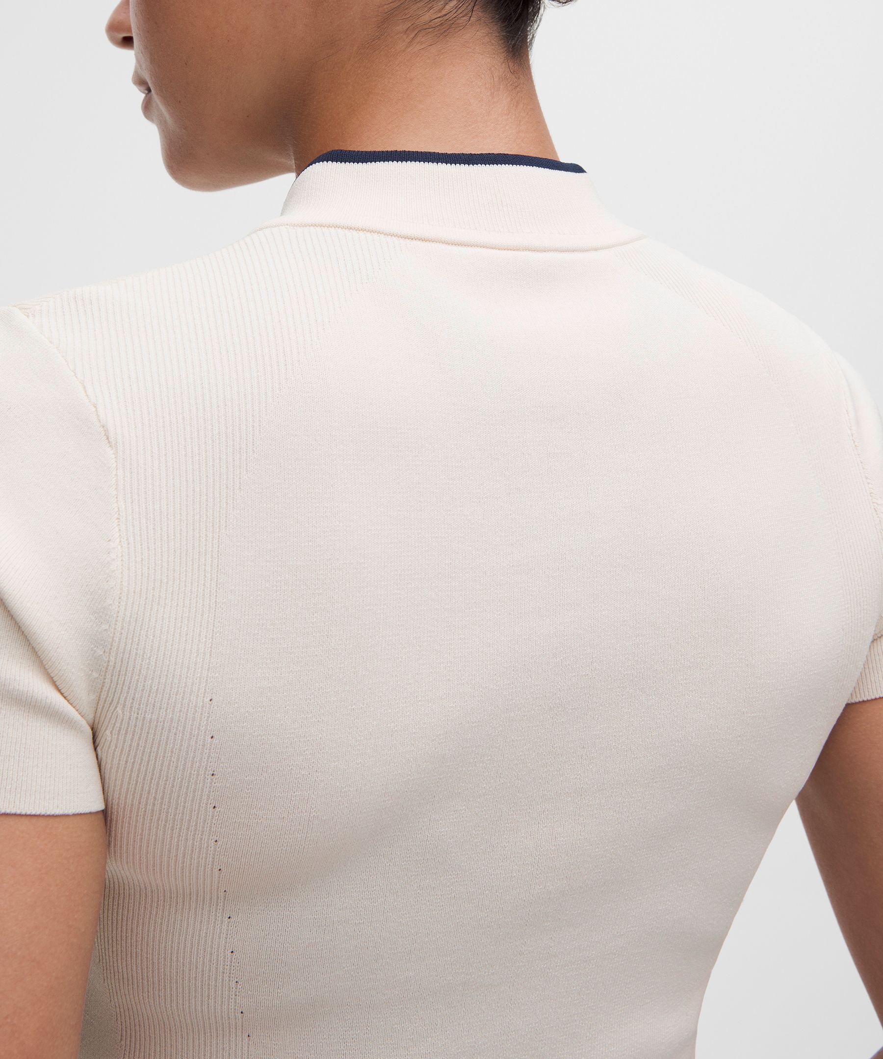 Golf-Strickkurzarmshirt mit Mockneck