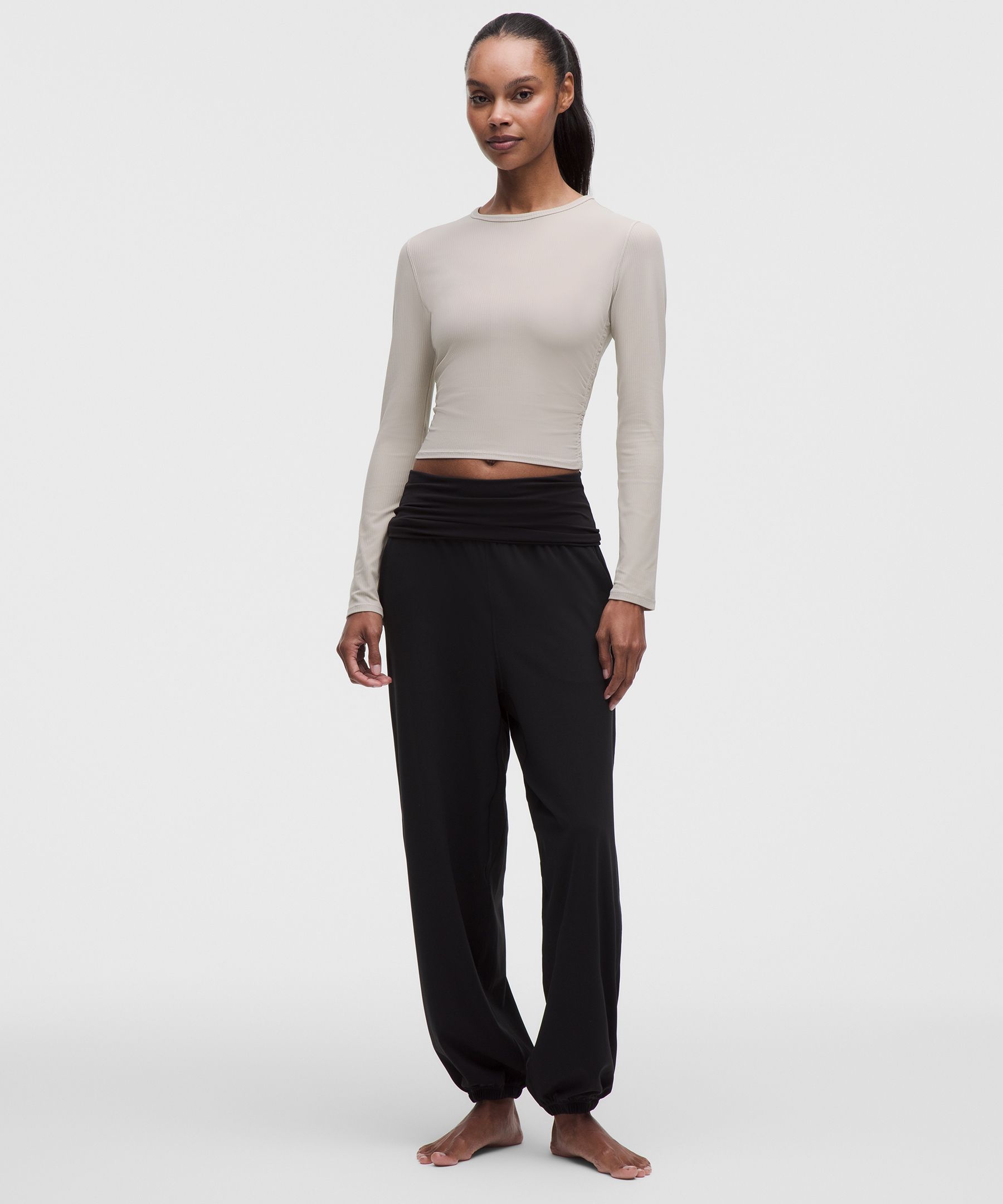 All It Takes Ribbed Keyhole Long-Sleeve Shirt