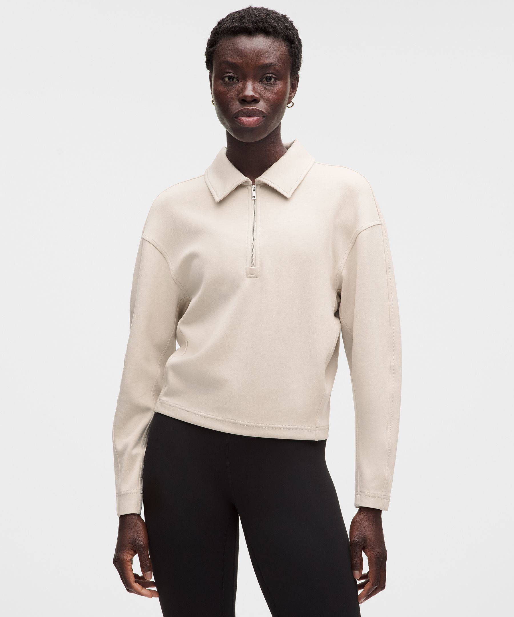 Double-Knit Collared Half Zip