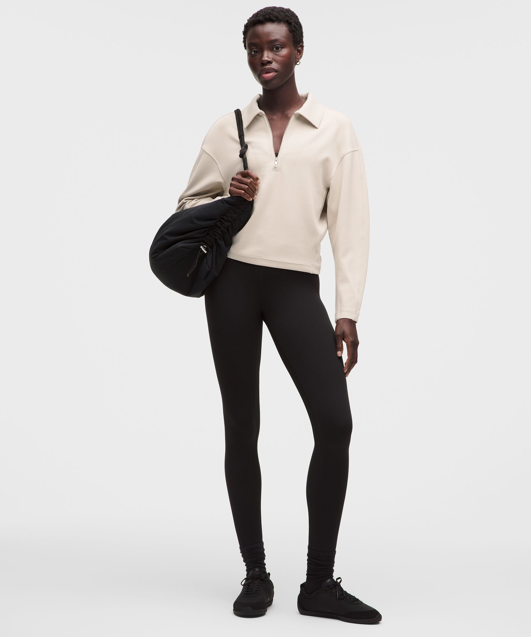 Double-Knit Collared Half Zip