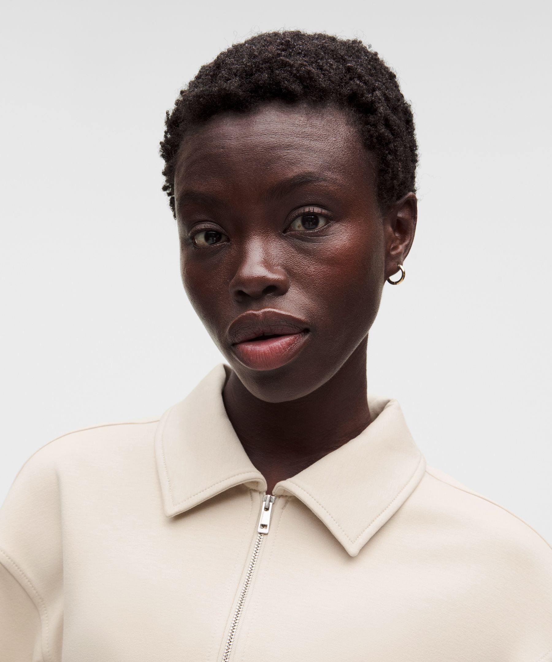 Double-Knit Collared Half Zip