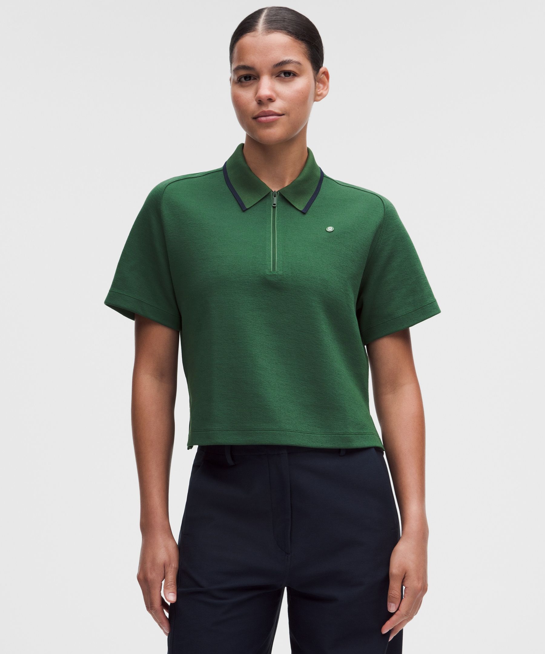 Polo manches courtes piqué en mélange de coton