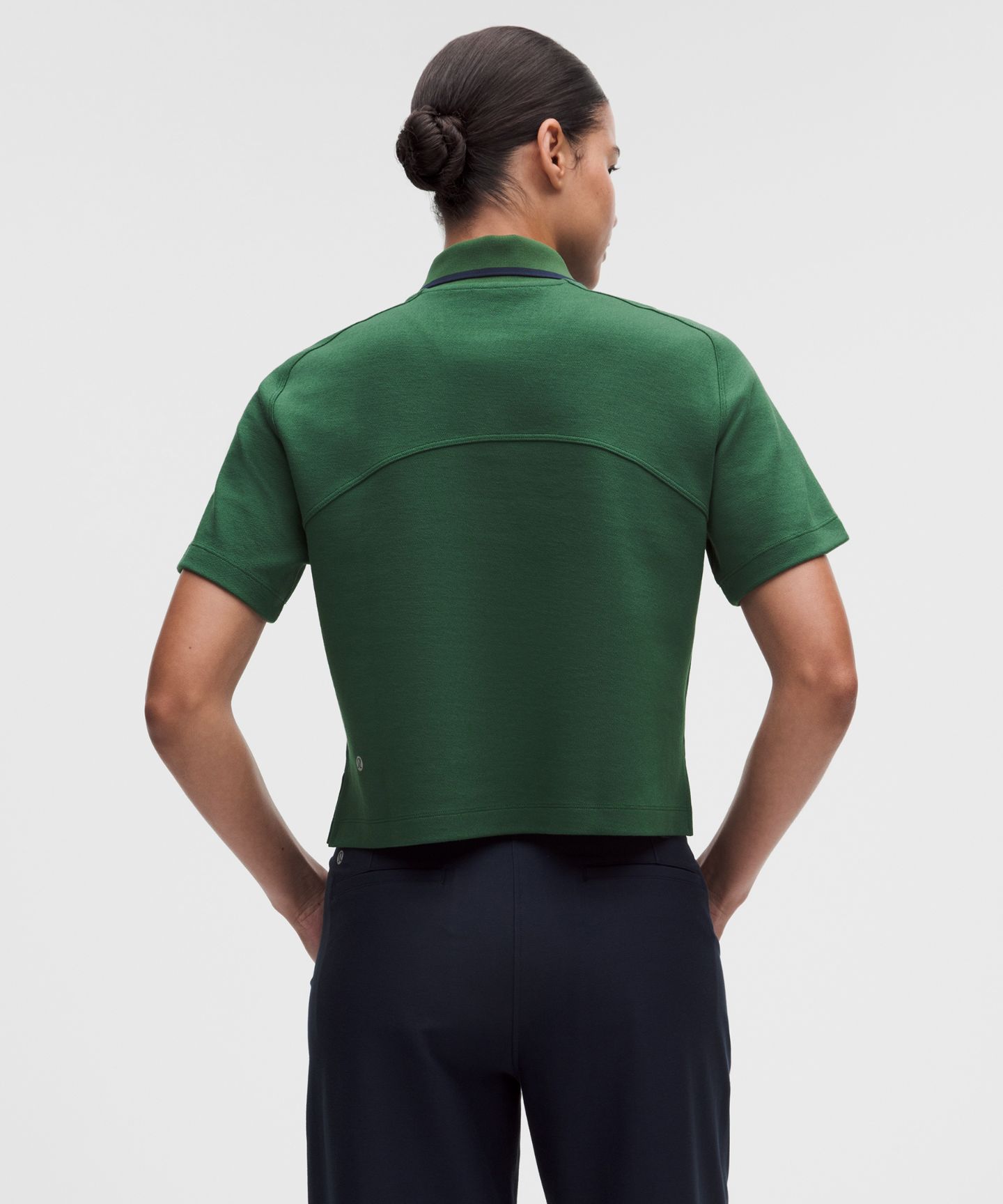 Женское поло Lululemon Cotton-Blend Pique Short-Sleeve Polo Shirt, цвет: Насыщенный тёмно-синий — фото 3
