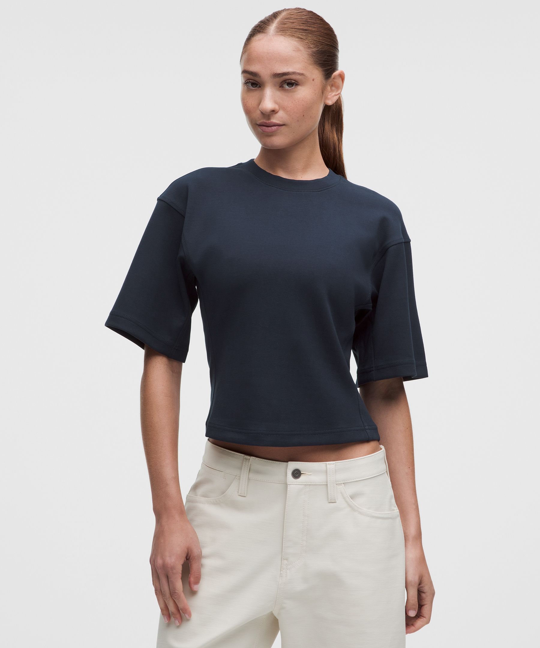 Double-Knit Relaxed Short-Sleeve Shirt