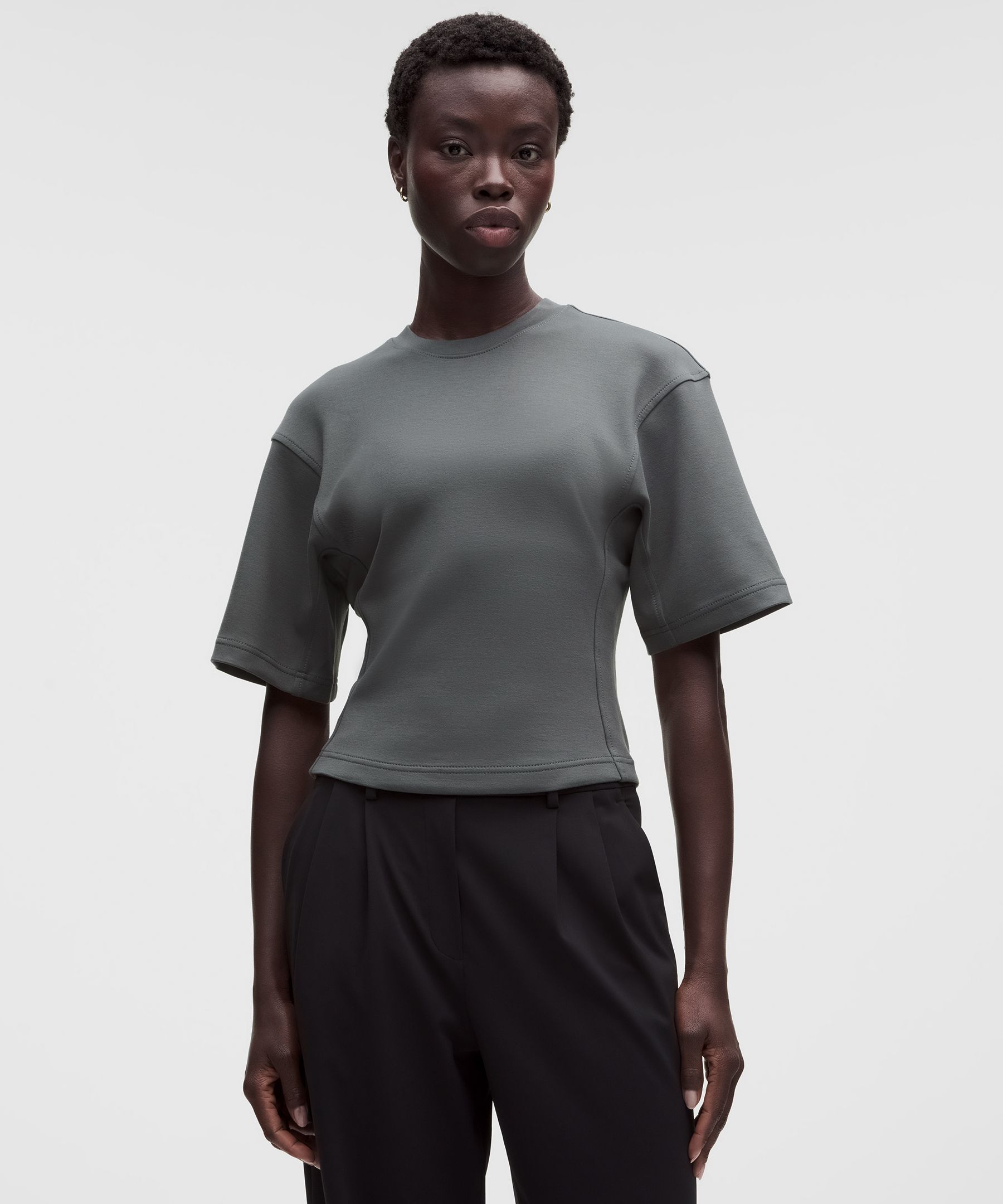 Double-Knit Relaxed Short-Sleeve Shirt