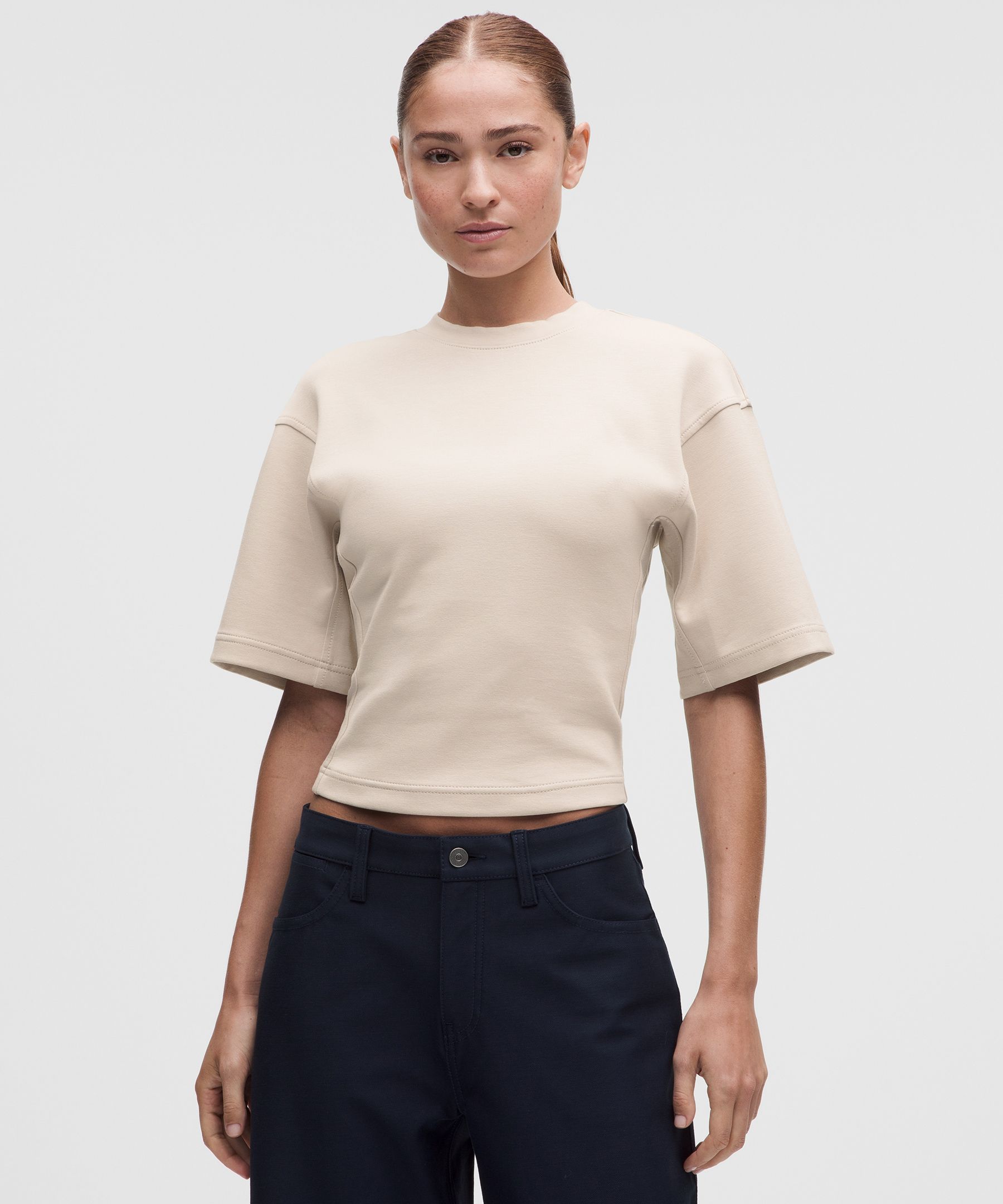Double-Knit Relaxed Short-Sleeve Shirt