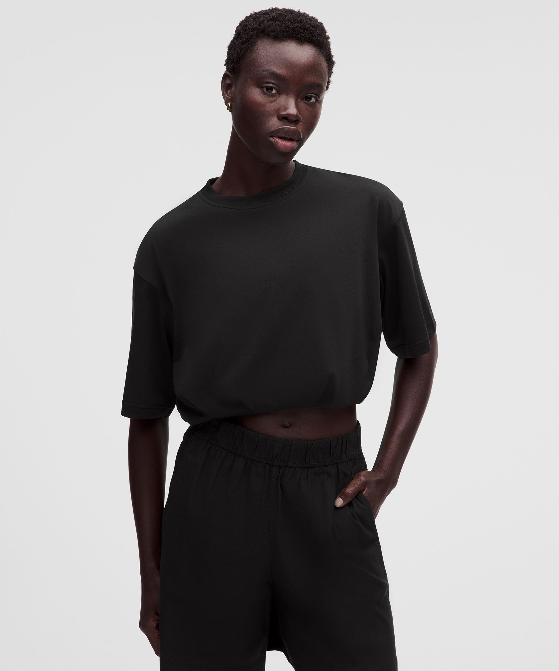 Cotton Jersey Bubble-Hem T-Shirt