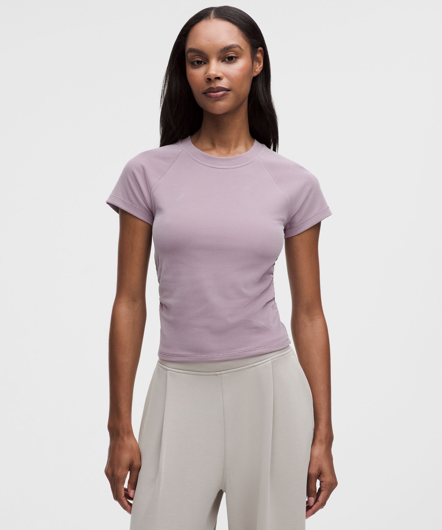 lululemon – Women’s Micro-Rib Drapey Softstreme Baby Tee – Color Purple/Pastel – Size Large