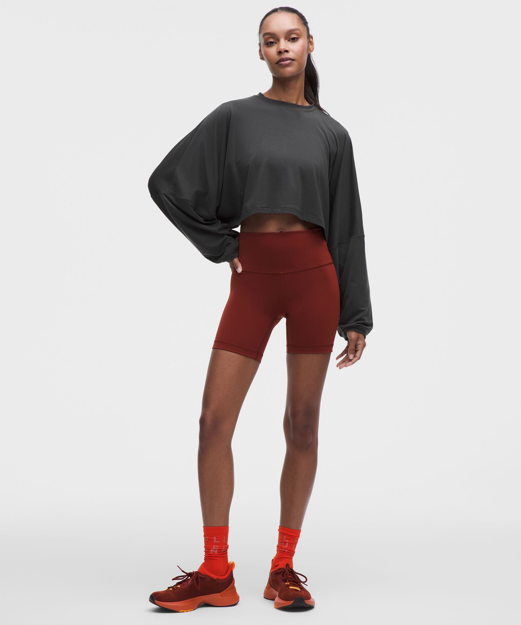 EasySet Relaxed-Fit Cropped Long-Sleeve Shirt *Wordmark