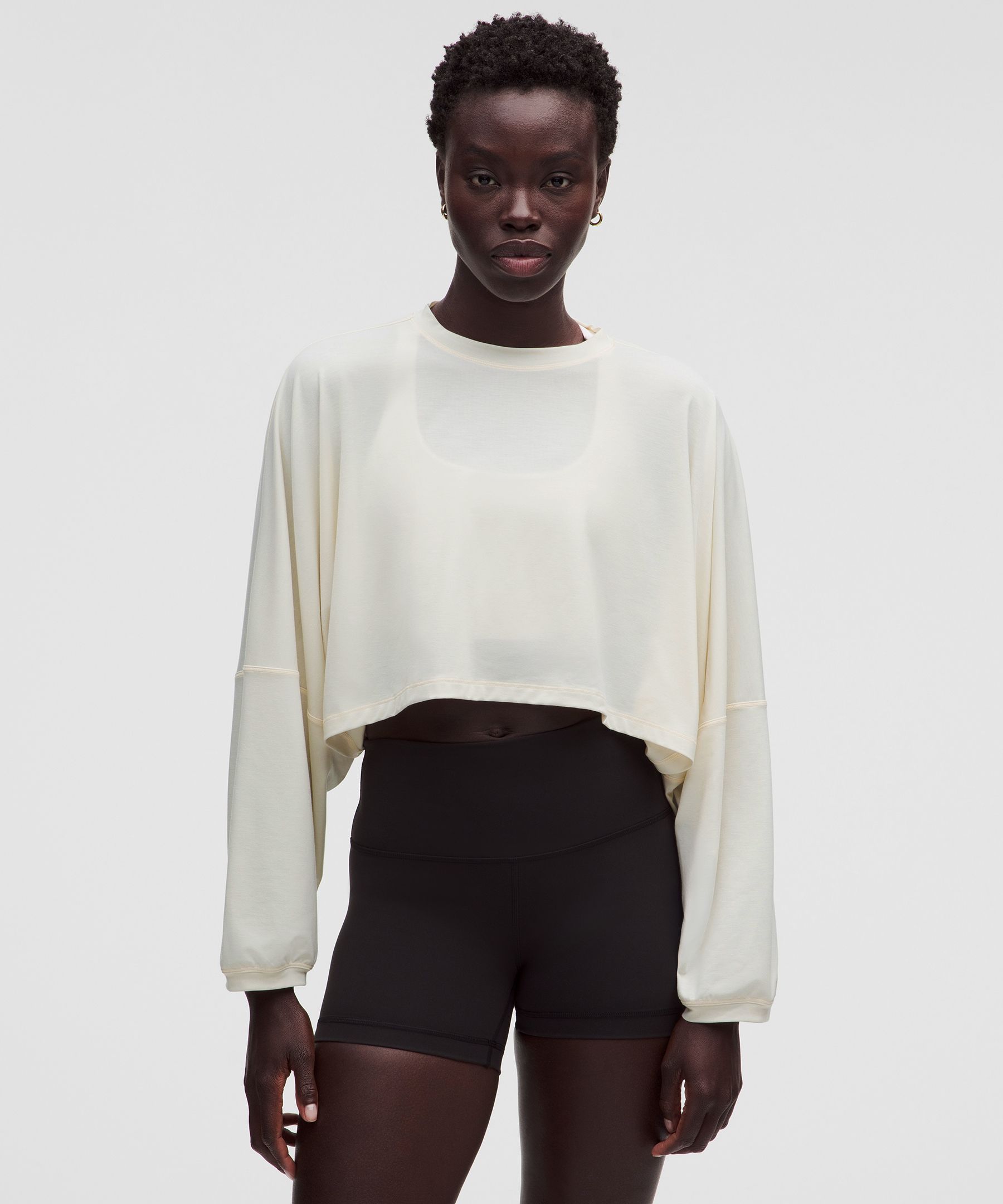 EasySet Crop-Langarmshirt im Relaxed Fit *Logo