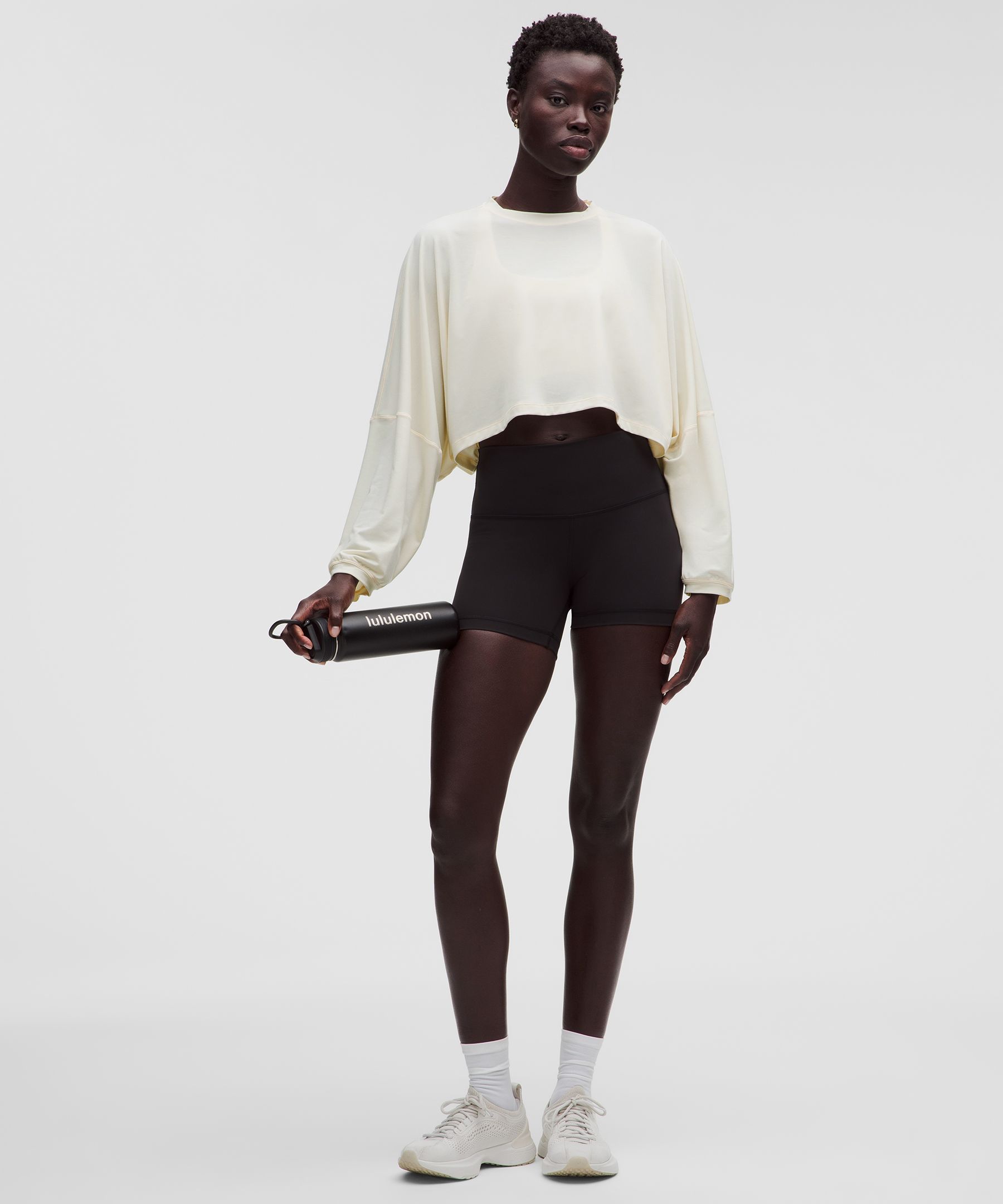 EasySet Crop-Langarmshirt im Relaxed Fit *Logo