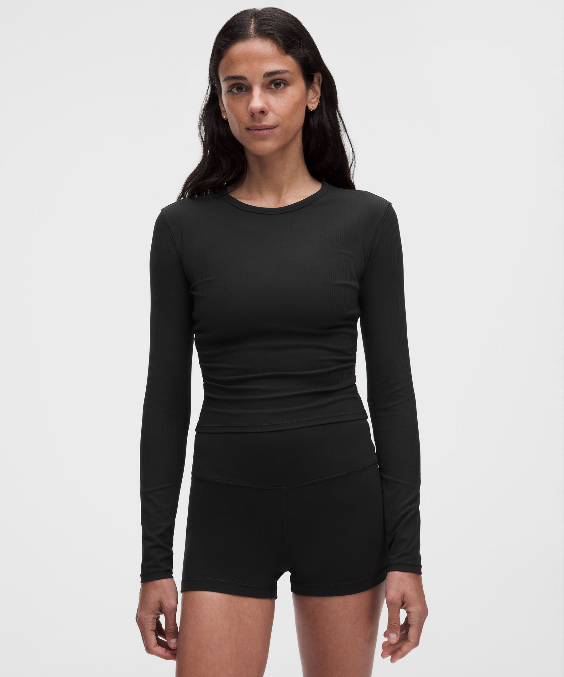 All It Takes Ribbed Keyhole Long-Sleeve Shirt