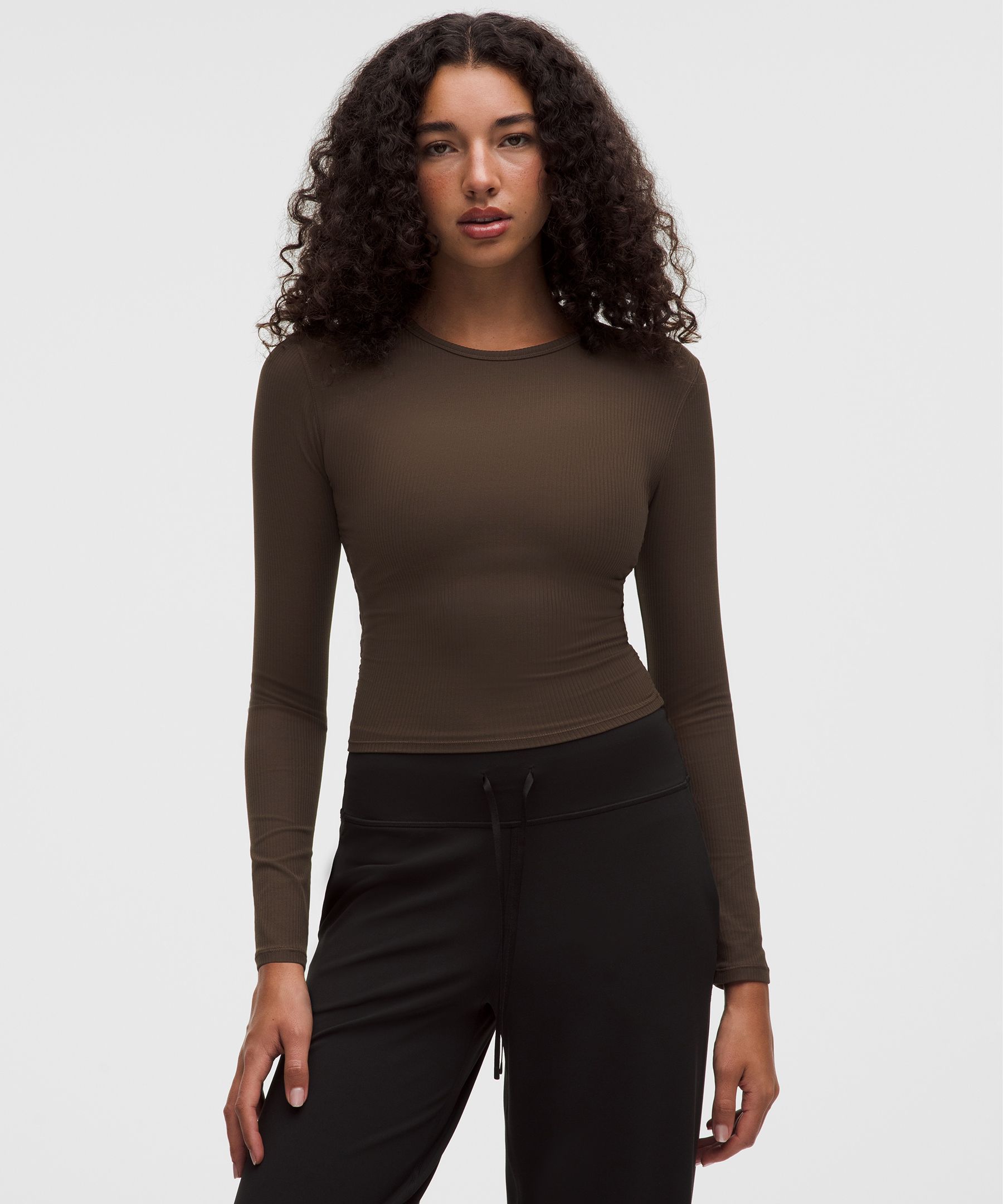 All It Takes Ribbed Keyhole Long-Sleeve Shirt