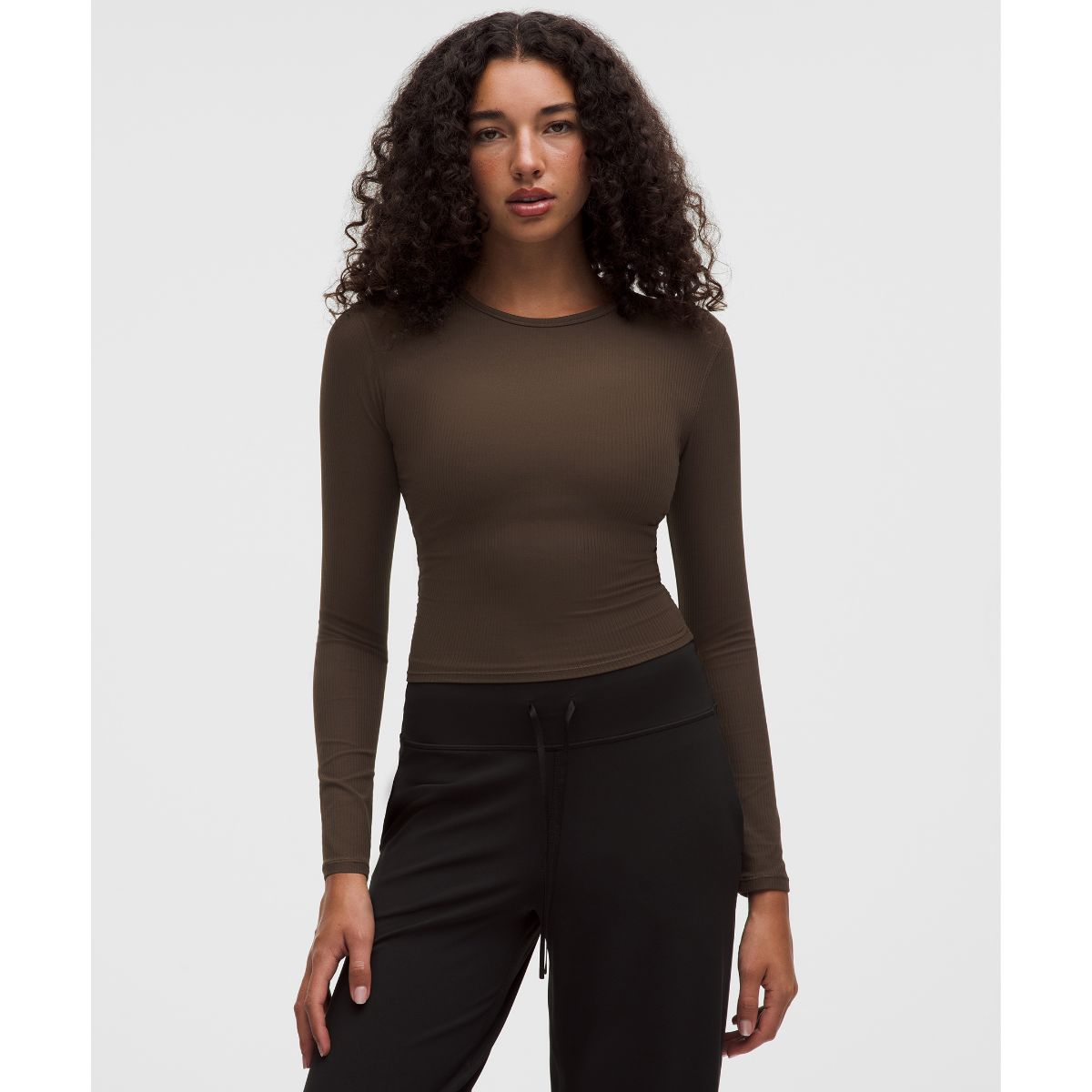 All It Takes Ribbed Keyhole Long-Sleeve Shirt