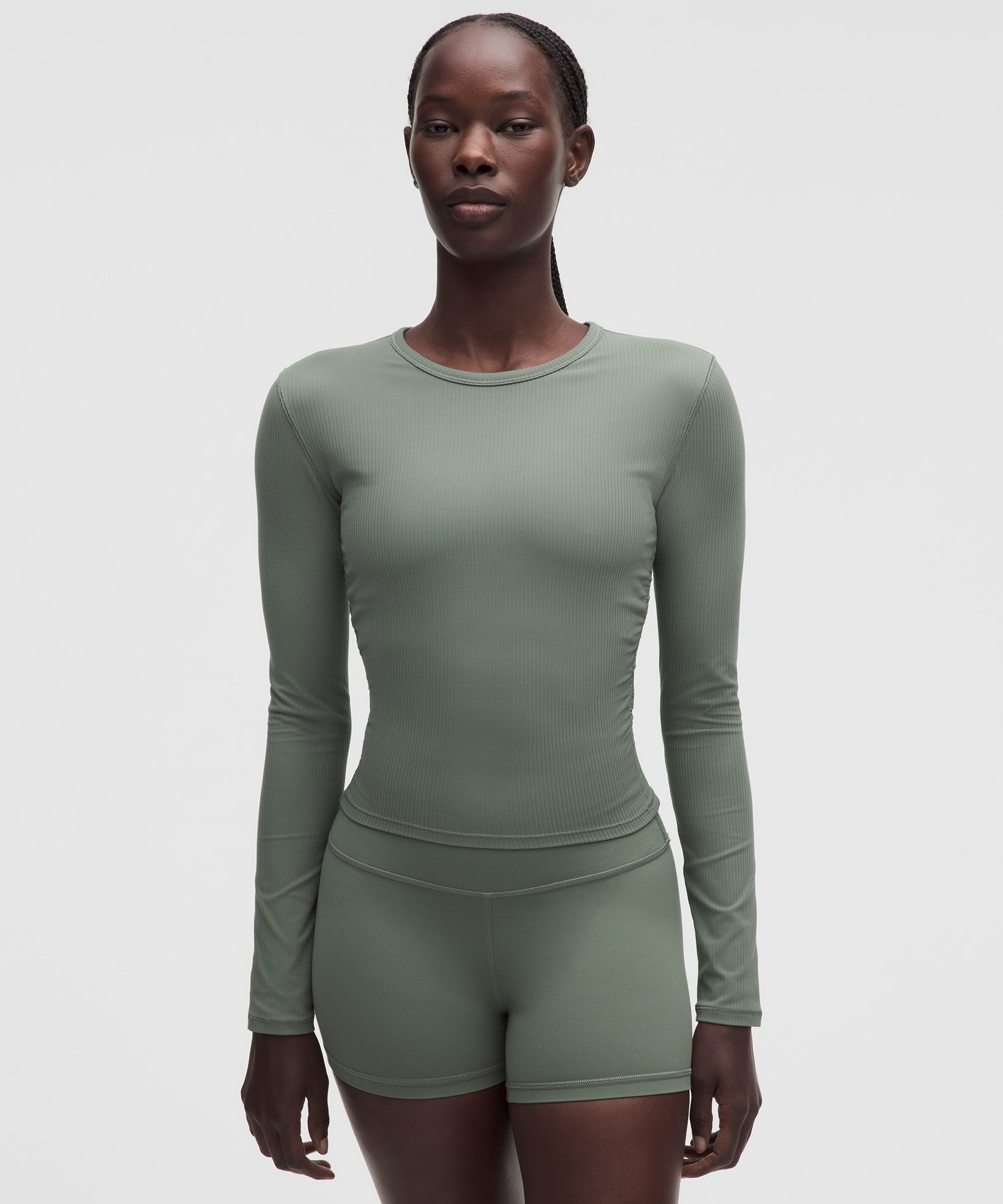 All It Takes Ribbed Keyhole Long-Sleeve Shirt