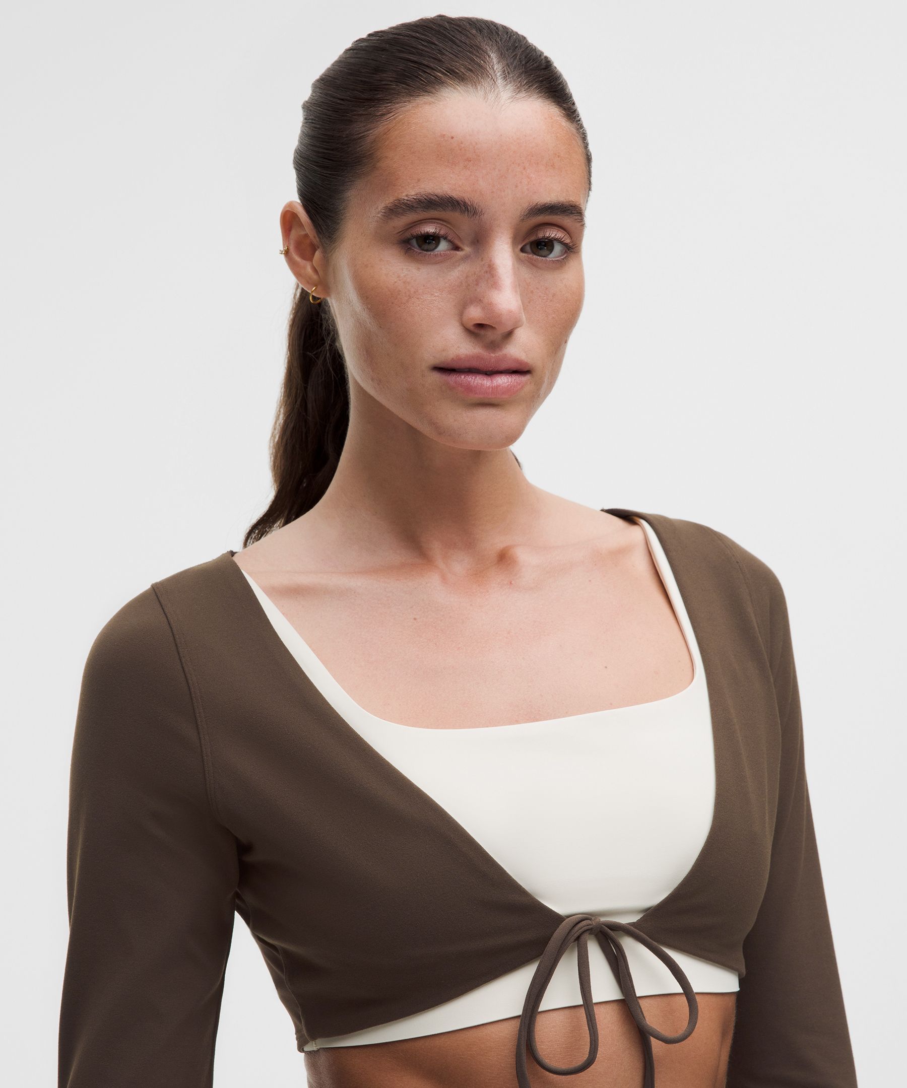 Nulu Mesh-Back Tie-Front Cropped Cardigan