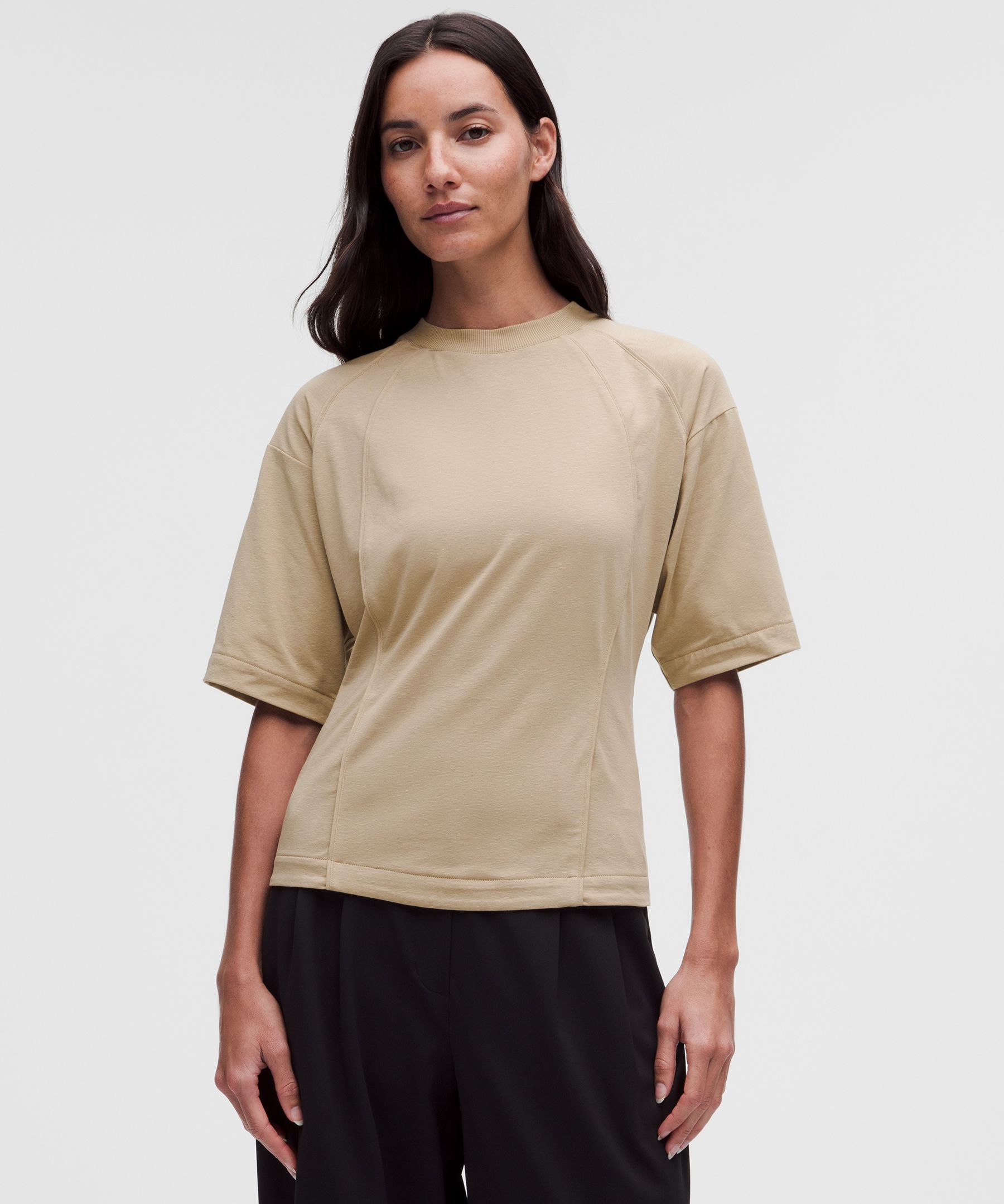 Gathered Waist Short-Sleeve Shirt