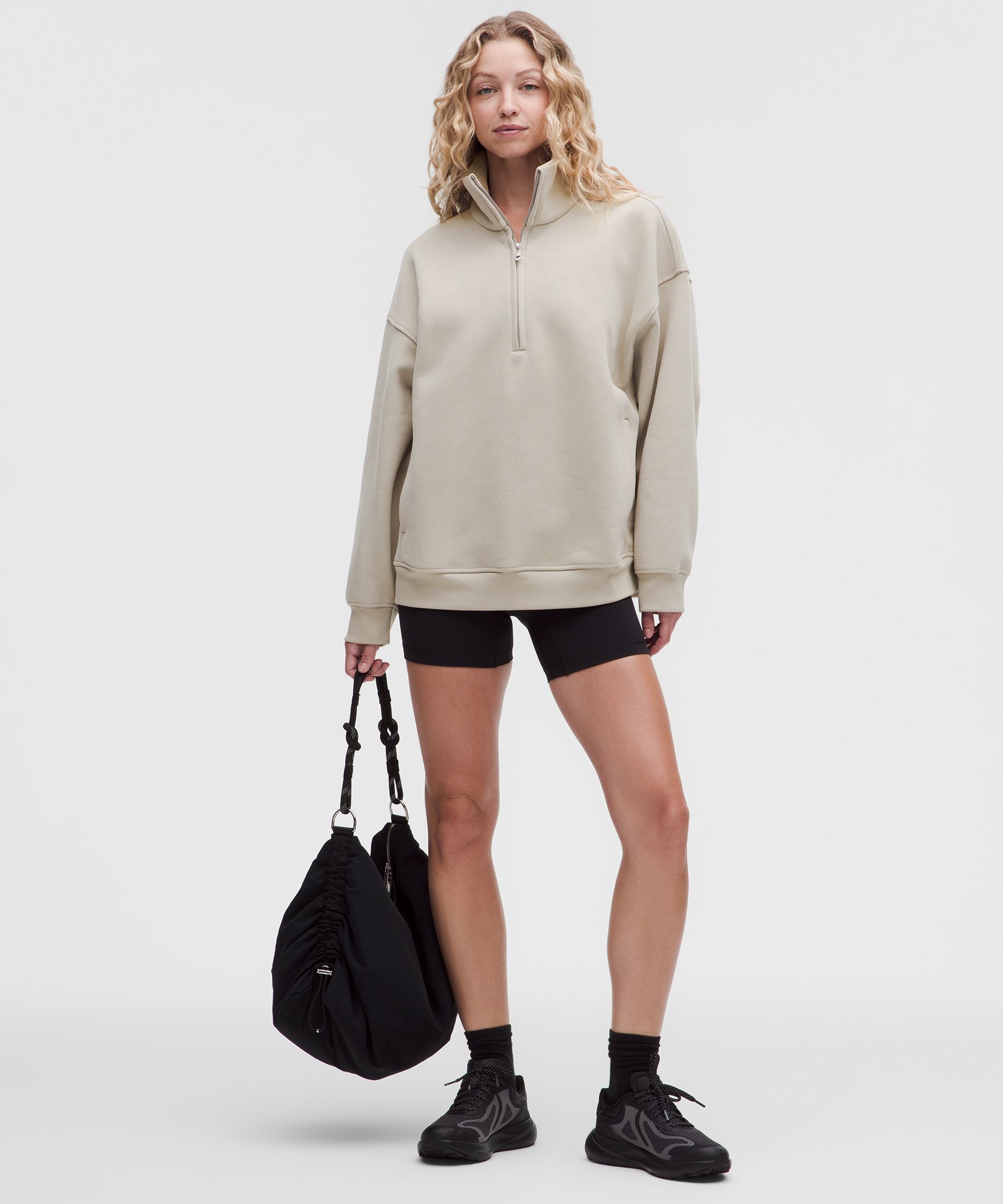 Steady State-Sweater mit kurzem Rei&szlig;verschluss und Trichterkragen im Oversized Fit aus SuperLoft