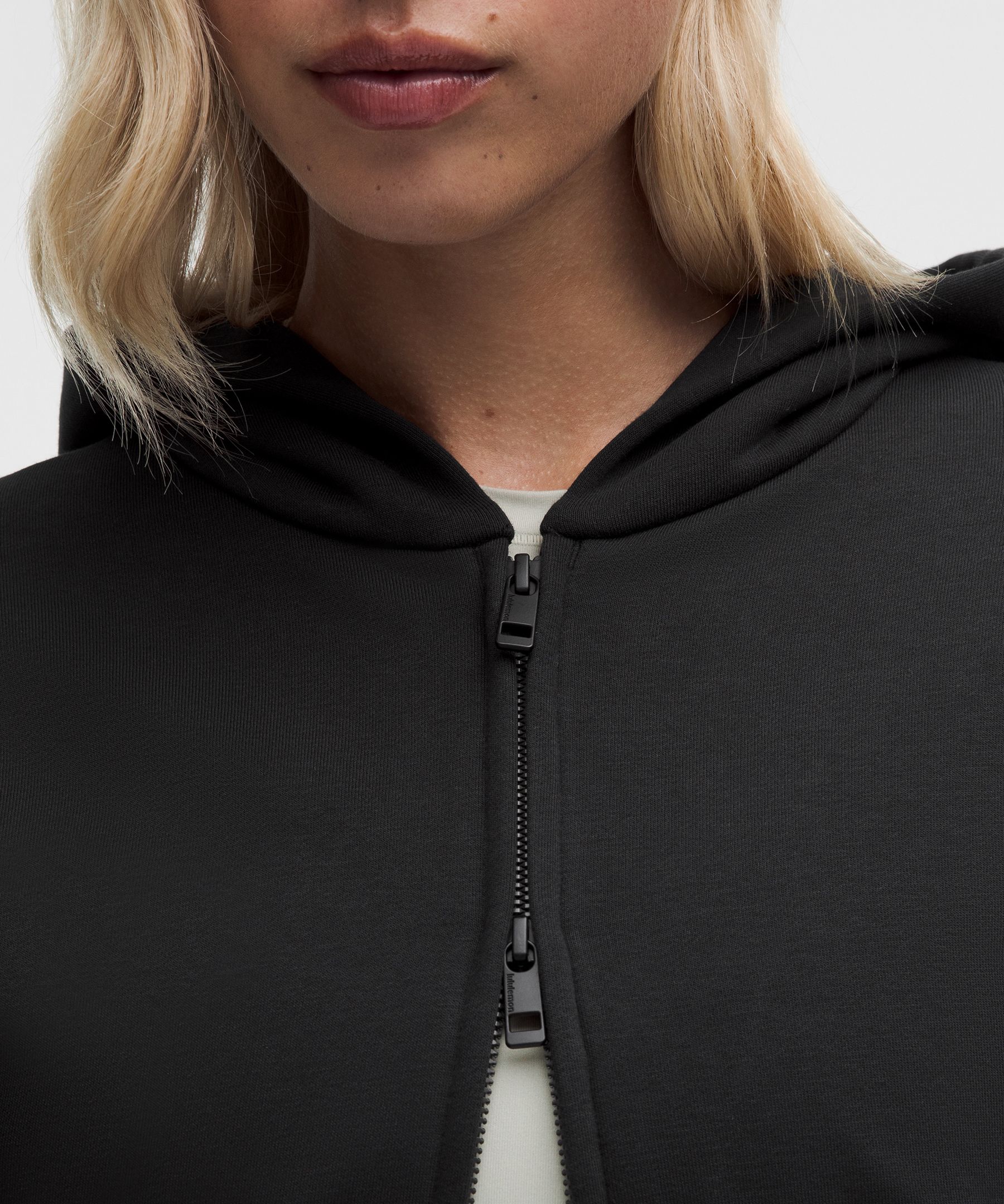 French Terry Cropped Full-Zip Hoodie