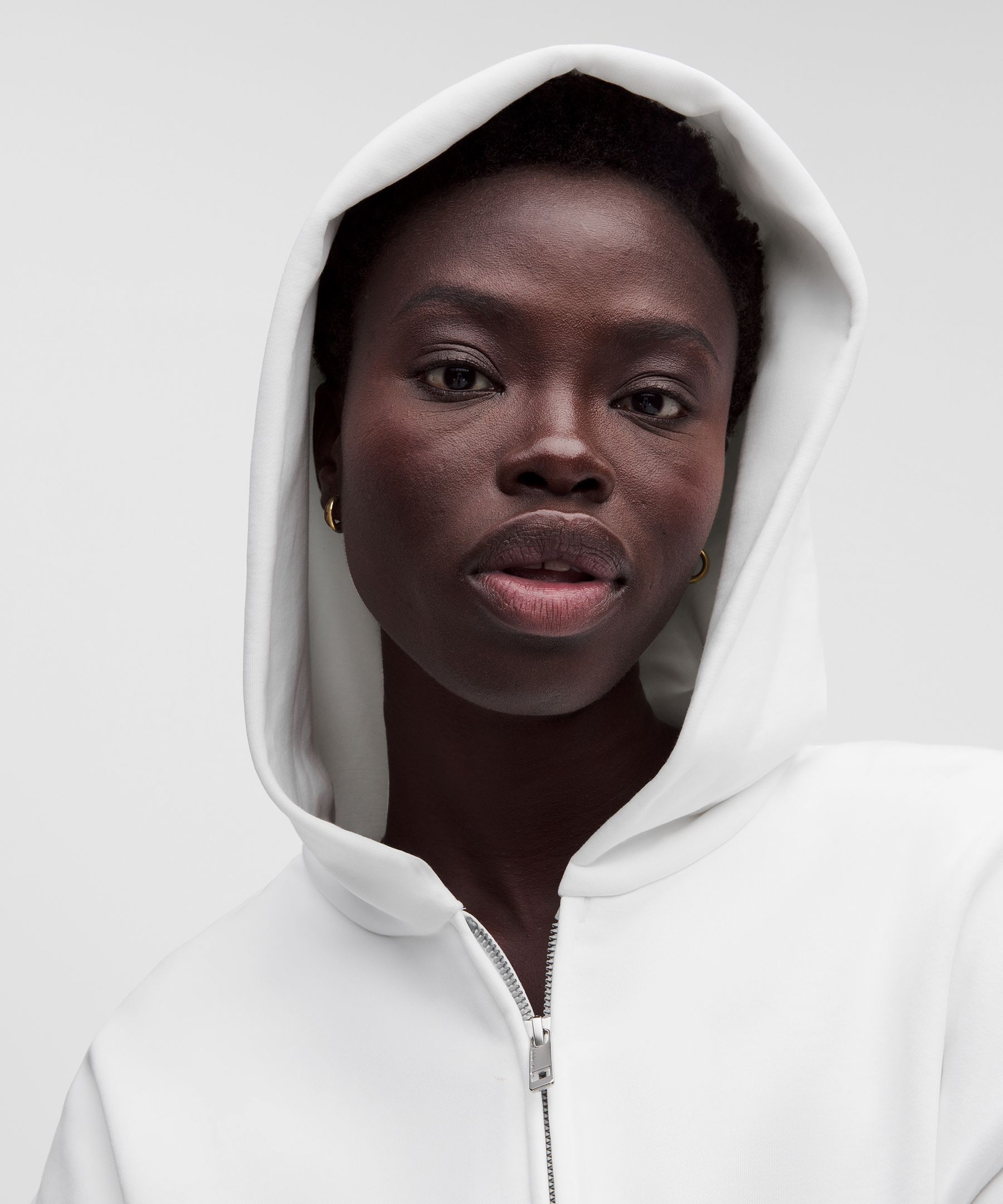 French Terry Cropped Full-Zip Hoodie